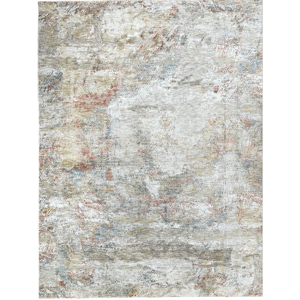 Sisley Abstract Neutral Cream Blue Low Pile Soft Rug