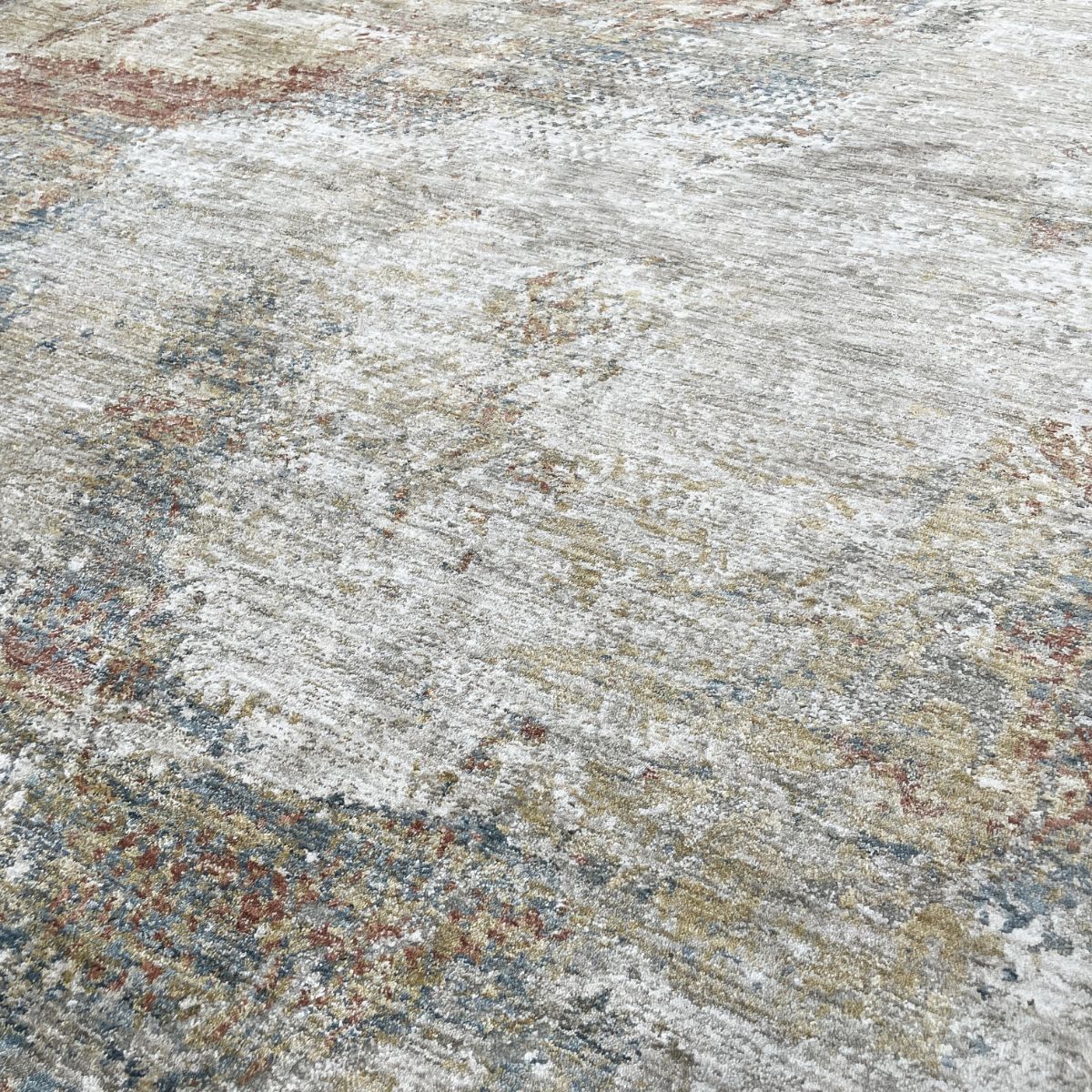 Sisley Abstract Neutral Cream Blue Low Pile Soft Rug