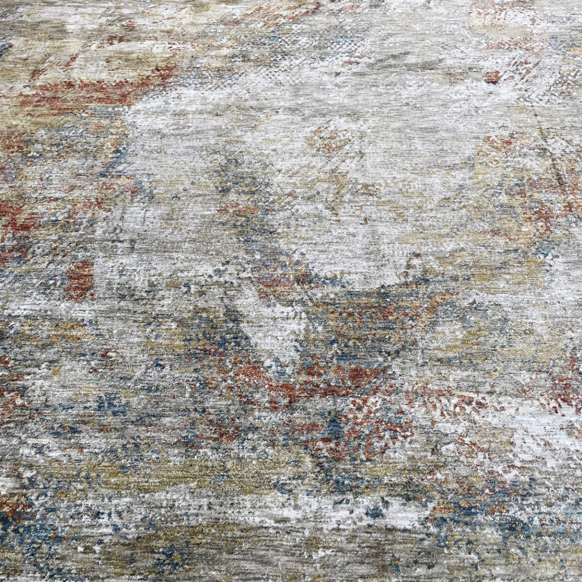 Sisley Abstract Neutral Cream Blue Low Pile Soft Rug