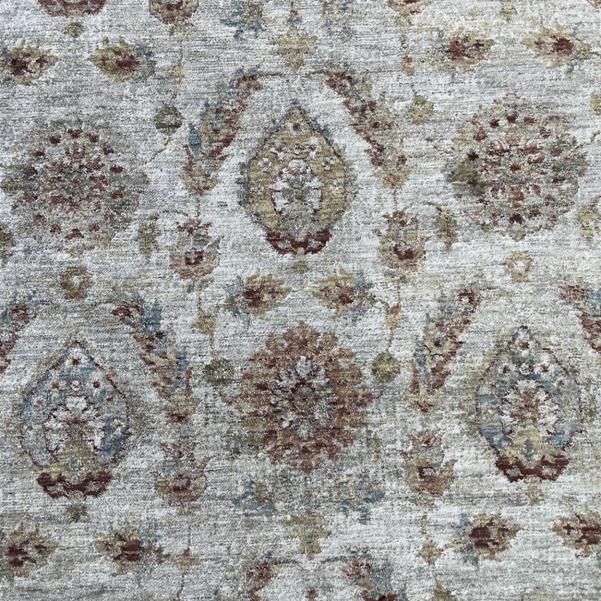 Sisley Blue and Rust Floral Vintage Distressed Rug