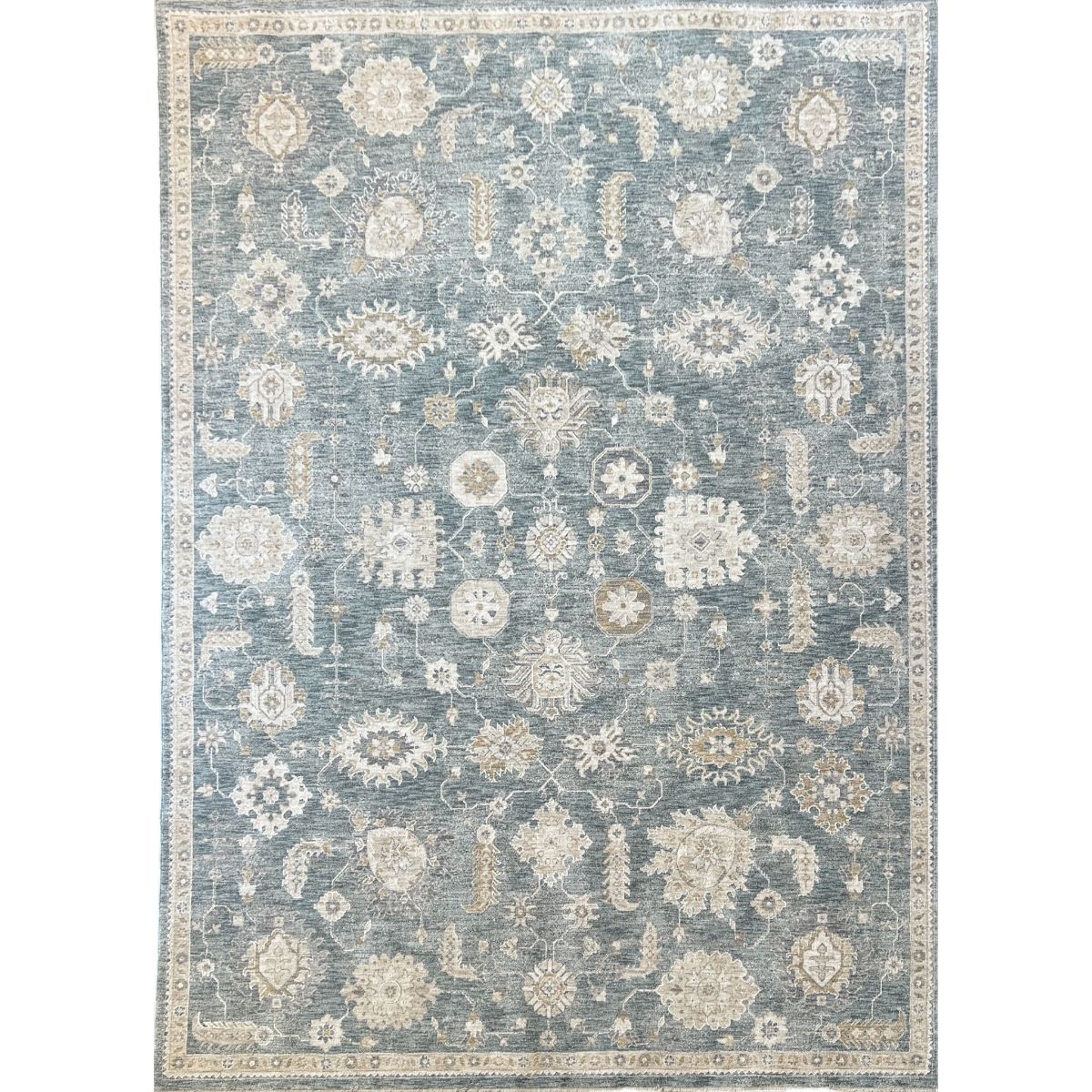 Sisley Blue Gray Oushak Distressed Rug