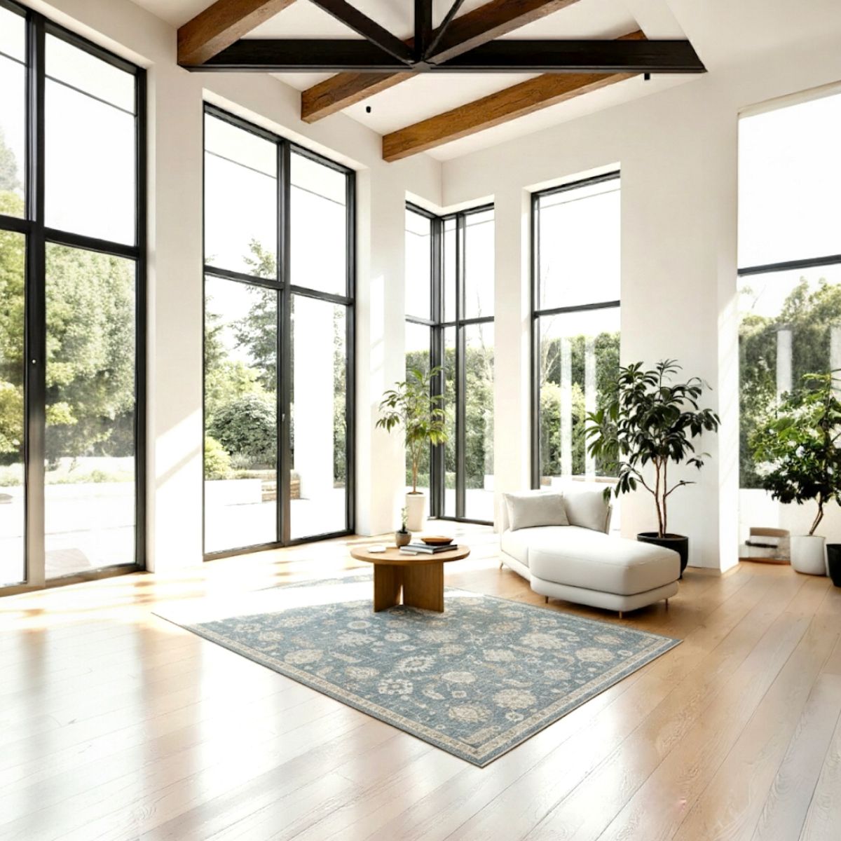 Sisley Blue Gray Oushak Distressed Rug