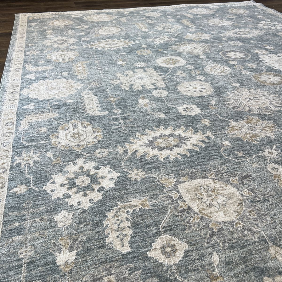 Sisley Blue Gray Oushak Distressed Rug