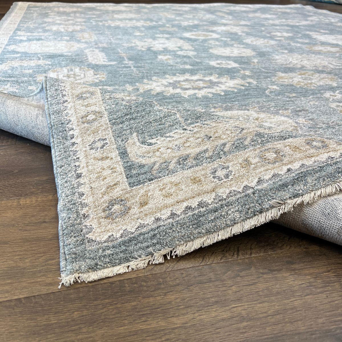 Sisley Blue Gray Oushak Distressed Rug