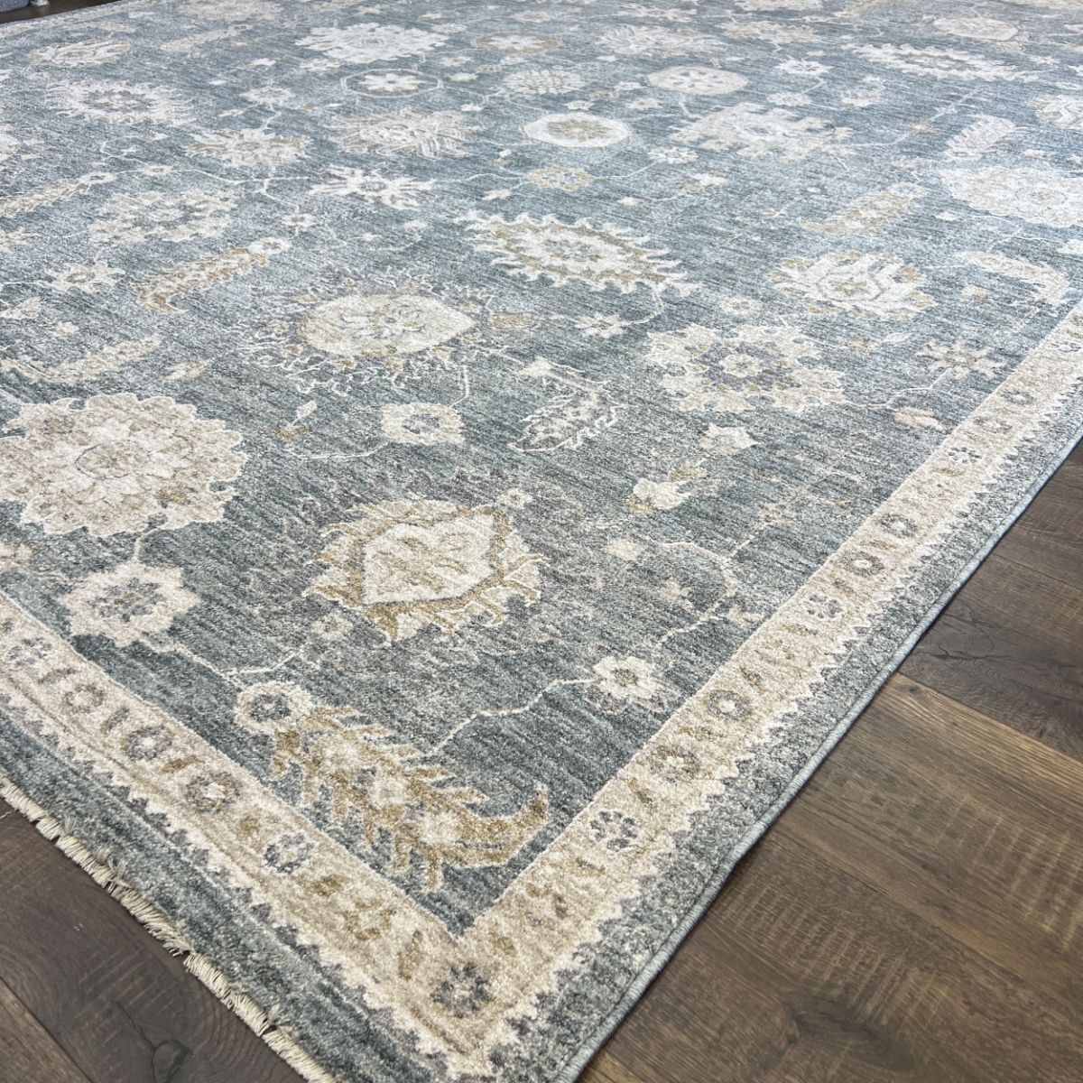 Sisley Blue Gray Oushak Distressed Rug