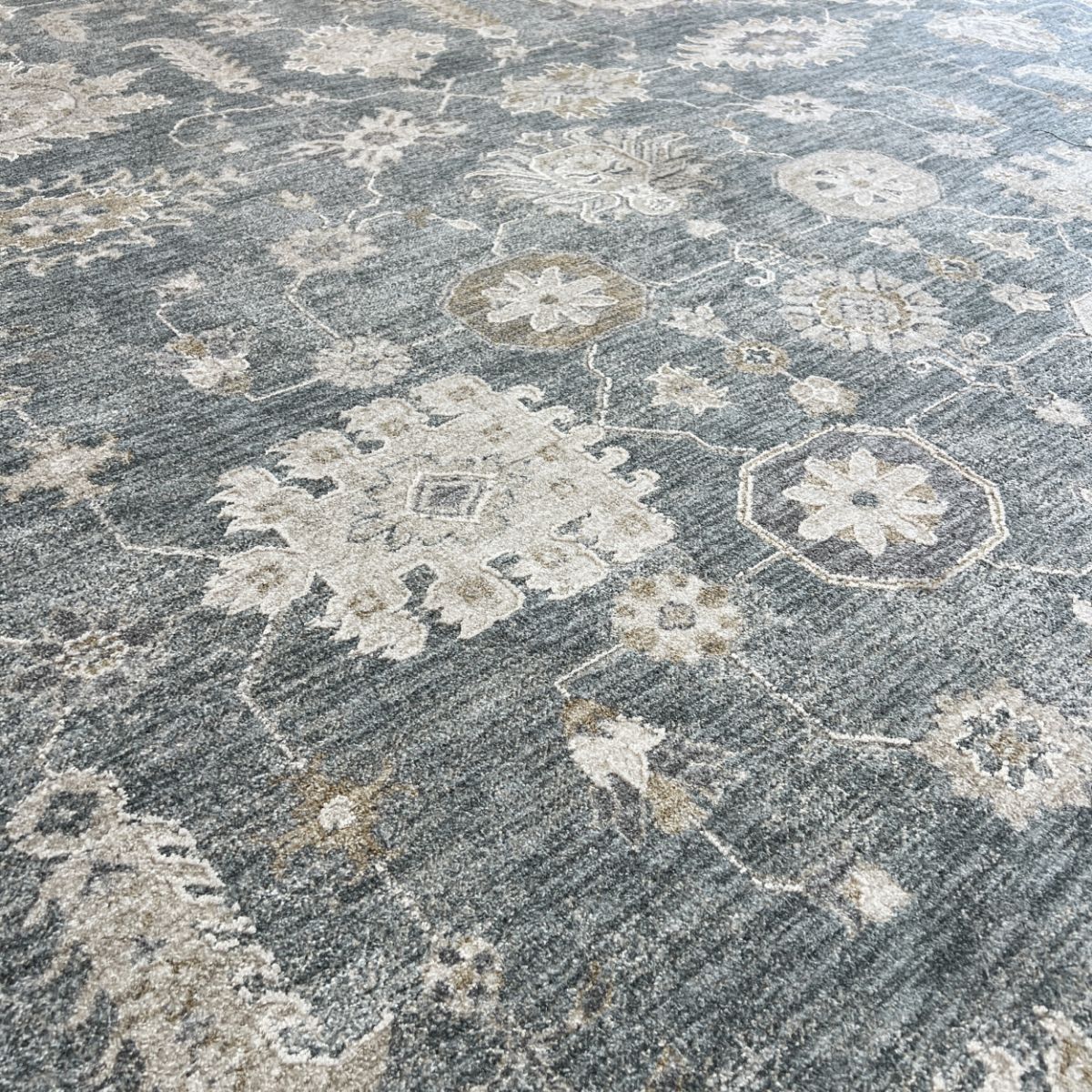 Sisley Blue Gray Oushak Distressed Rug