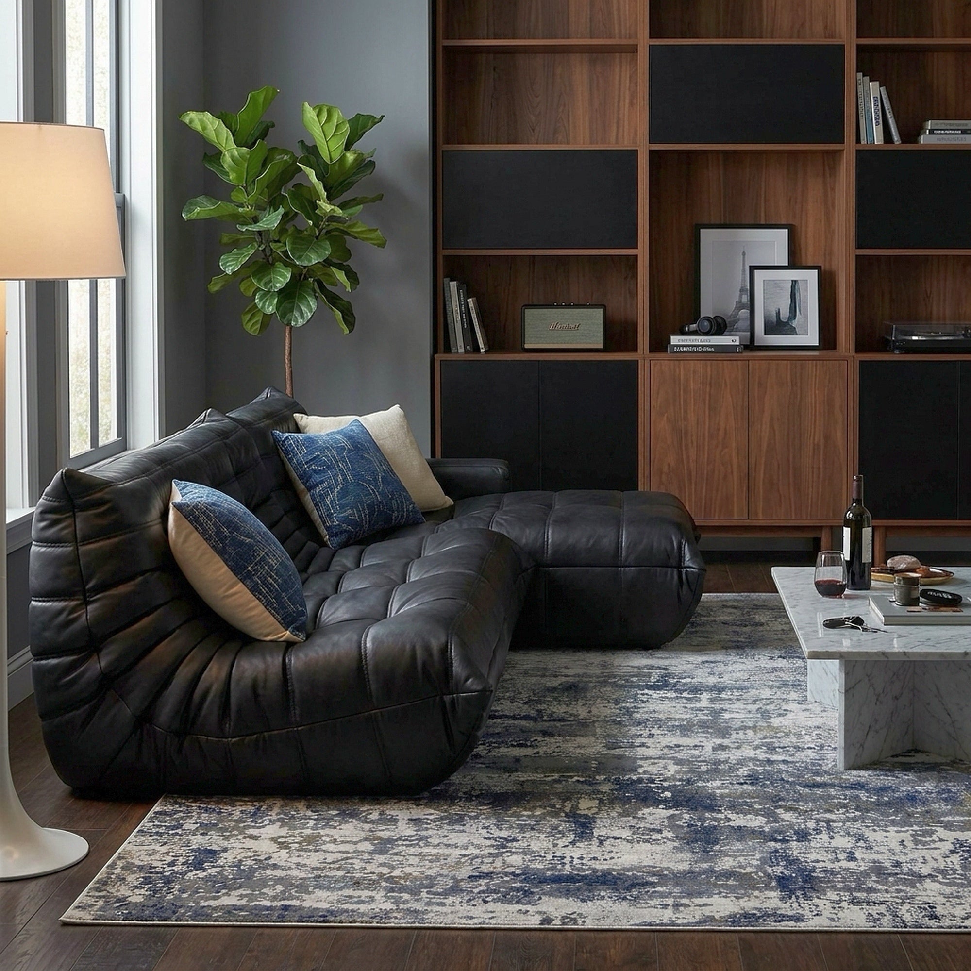 Exquisite Gray, Blue Abstract Rug