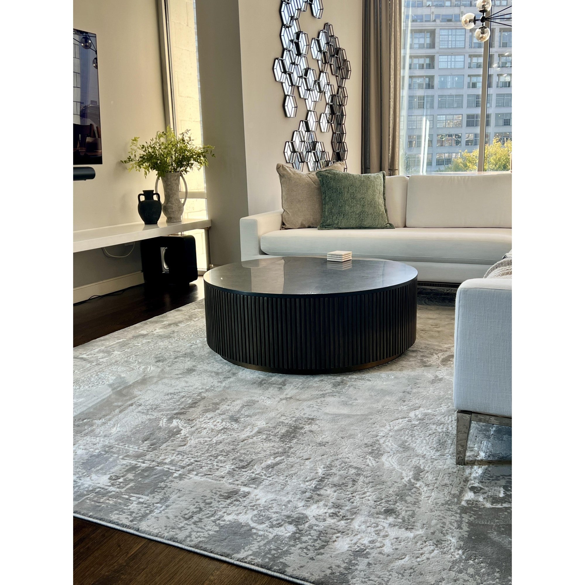 Davinci Shimmer Border Distressed Rug
