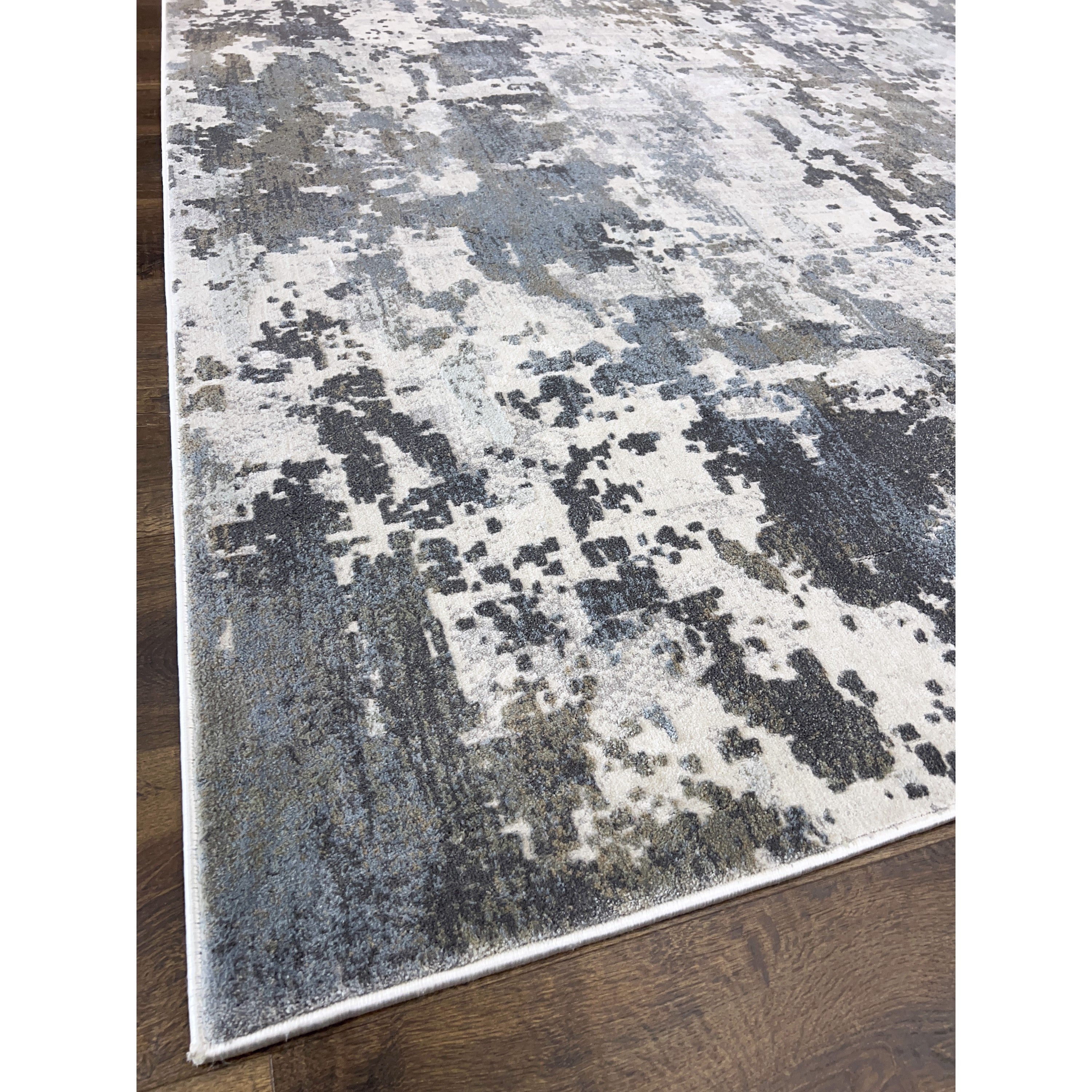 Exquisite Silver and Gray Abstract Rug