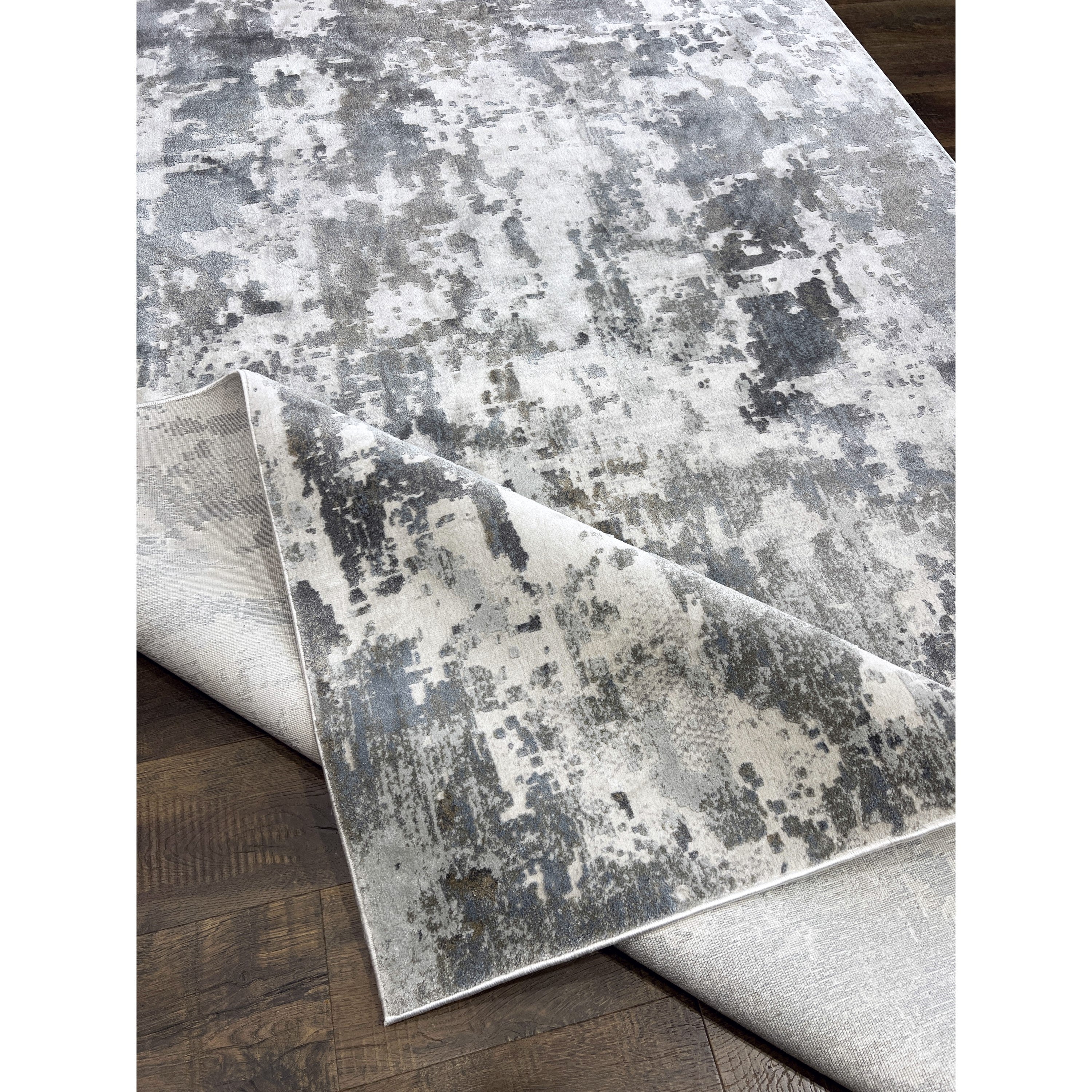 Exquisite Silver and Gray Abstract Rug