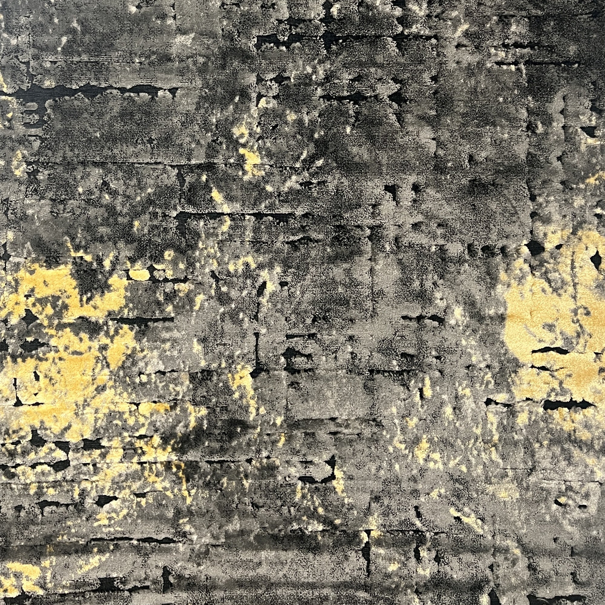 Feshane Textured Abstract Rug with Gold, Charcoal, and Yellow