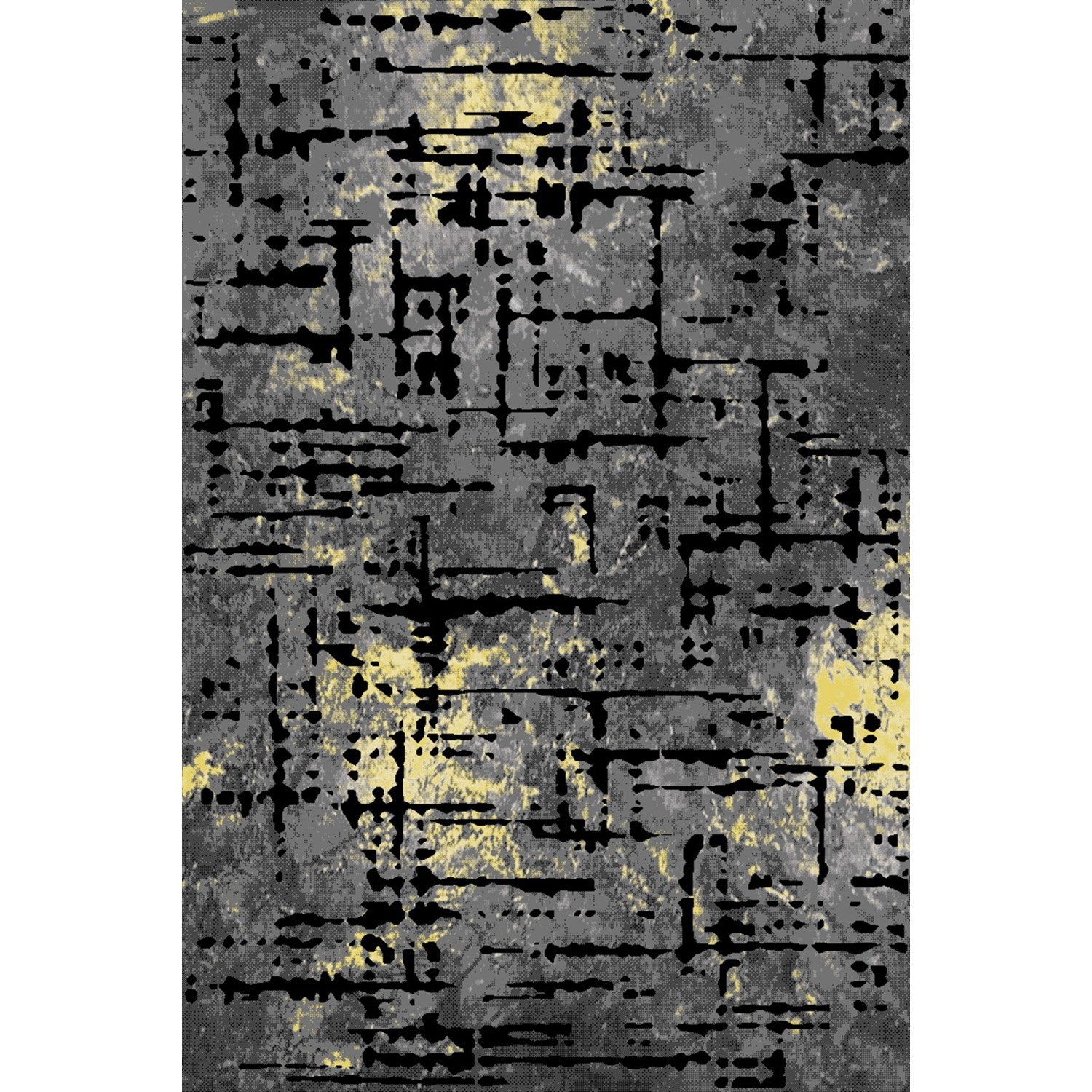 Feshane Textured Abstract Rug with Gold, Charcoal, and Yellow
