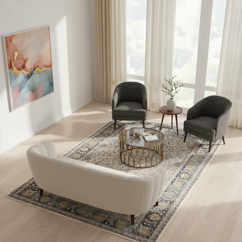 Picasso Vintage Cream Gold Oushak Rug