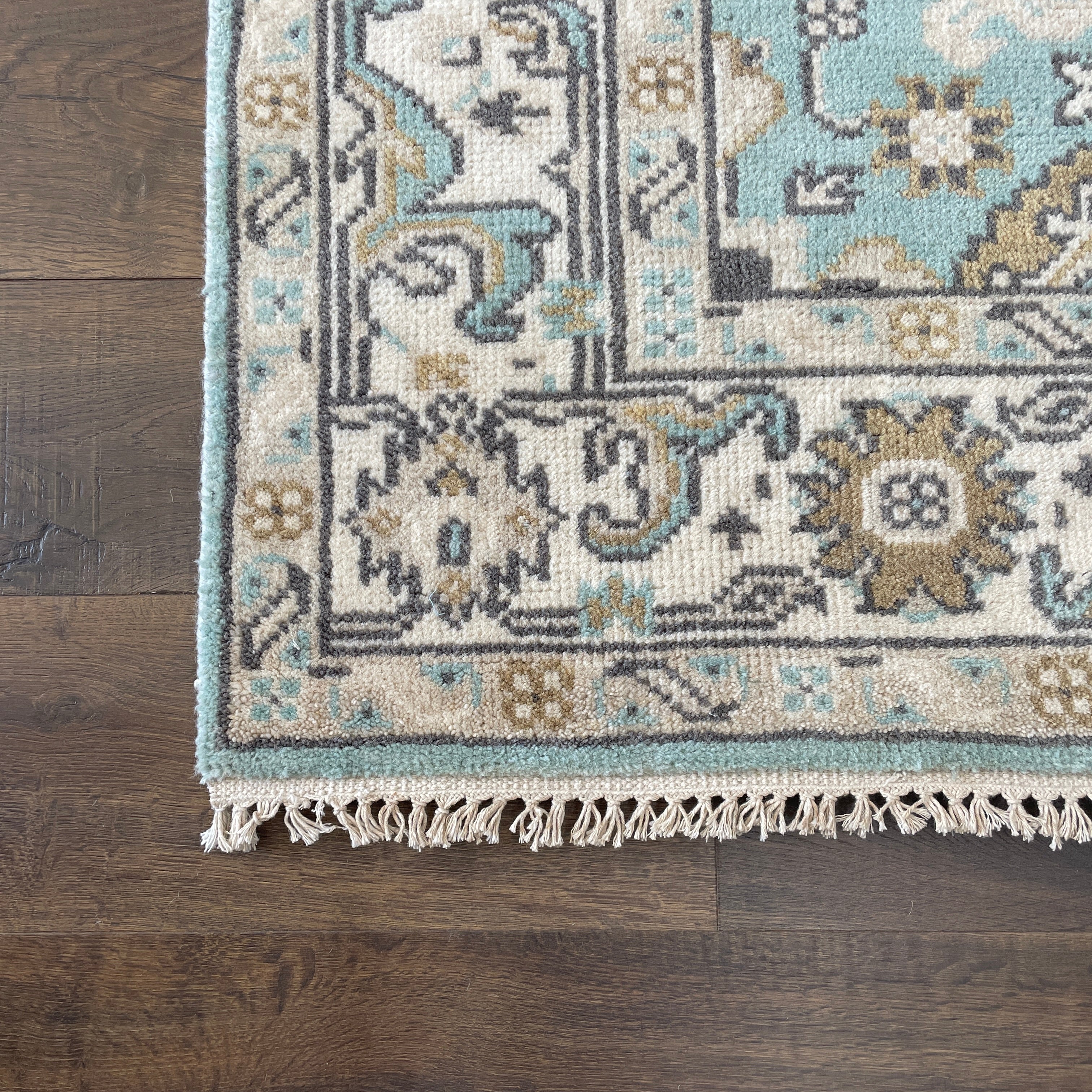 4'3"x6' Hand Knotted Wool Rug, Light Blue Oushak Rug, Pastel Traditional Area Rug