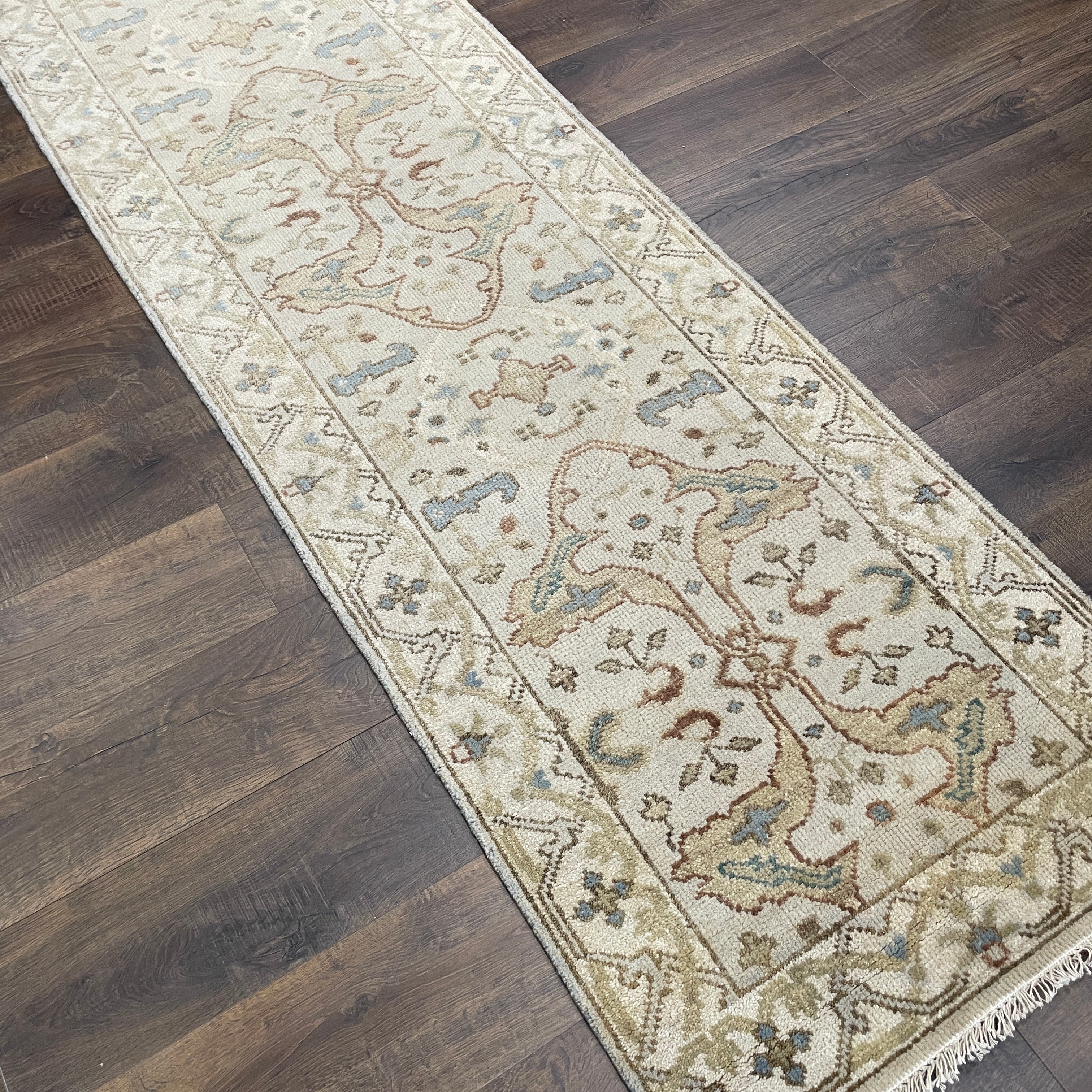 2x8 Hand-Knotted Wool Runner Rug, 2'7" x 8' Vintage Oushak Style Hallway Runner