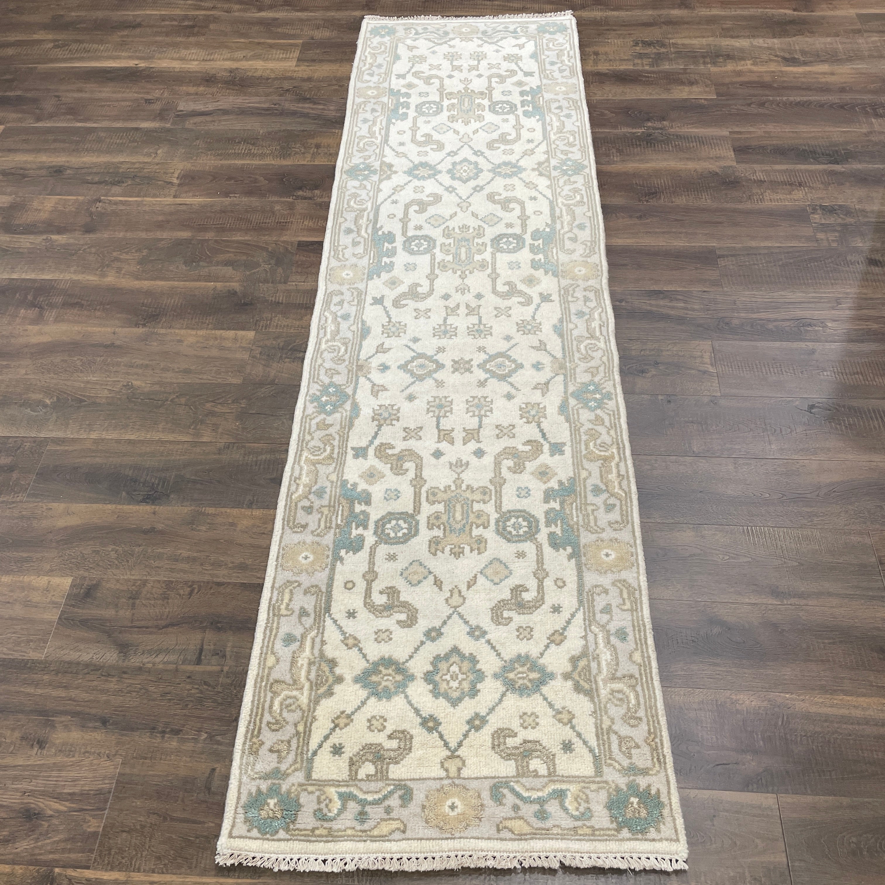 2x10 Hand-Knotted Wool Runner Rug, 2'8" x 9'9" Vintage Oushak Style Hallway Runner