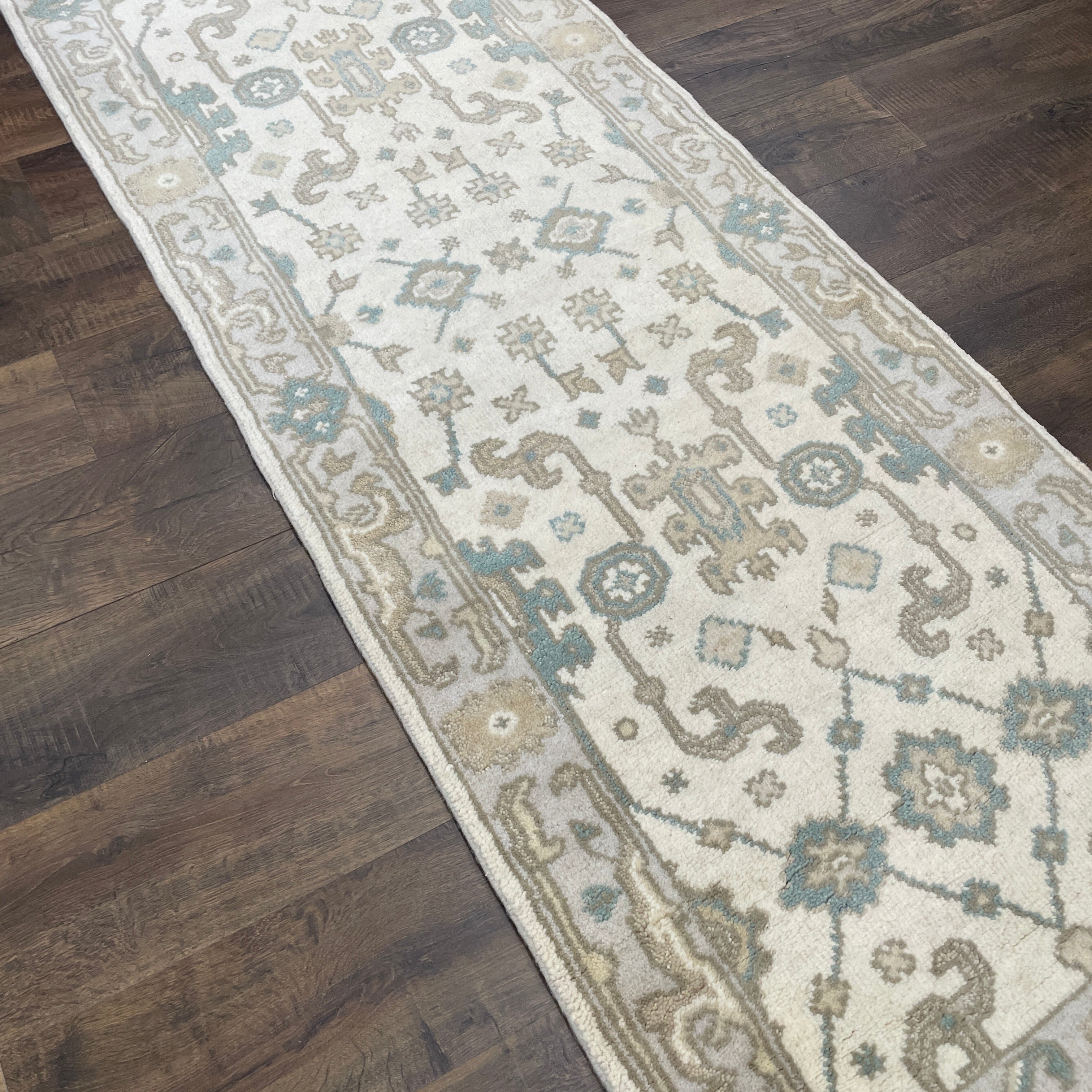 2x10 Hand-Knotted Wool Runner Rug, 2'8" x 9'9" Vintage Oushak Style Hallway Runner