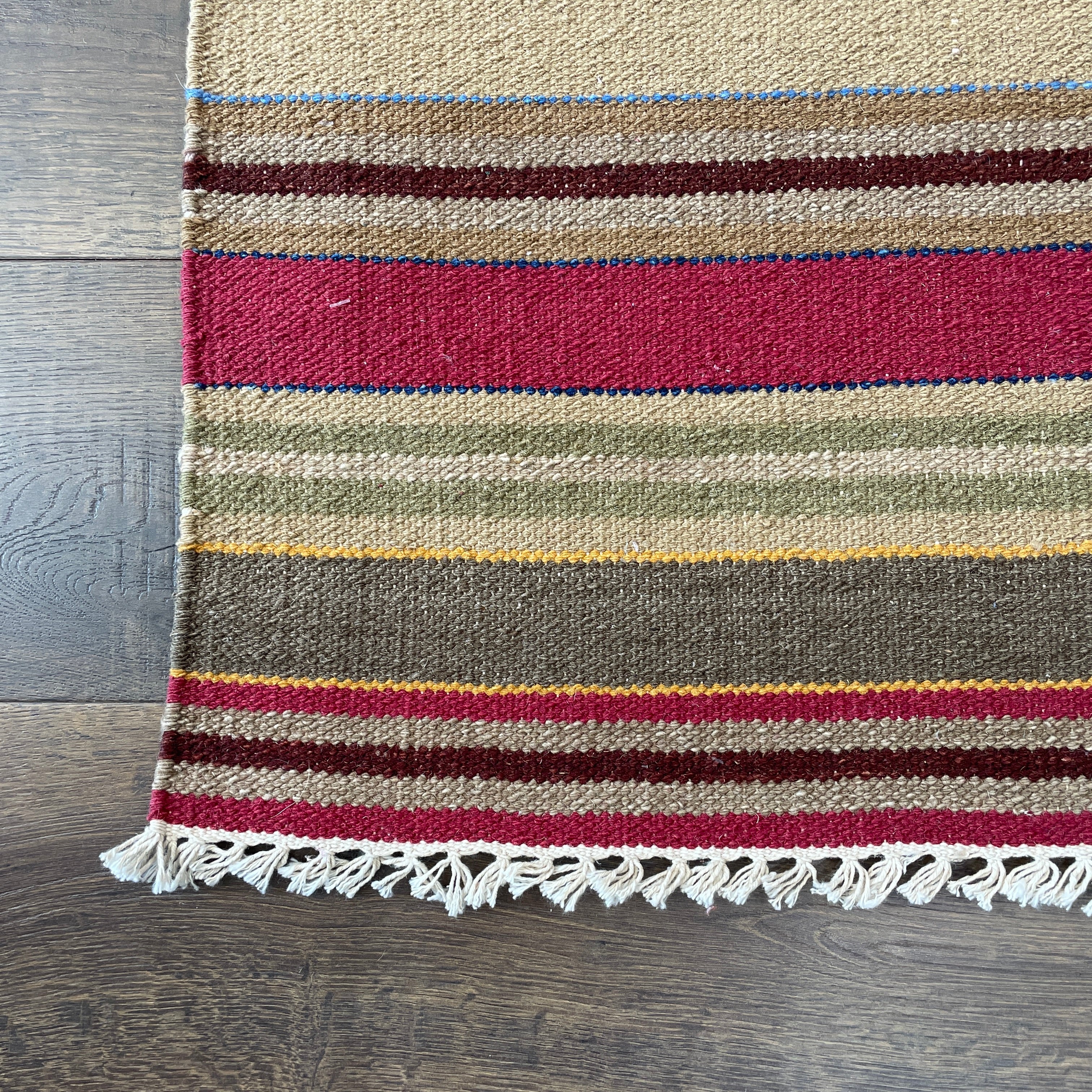4'x6' Hand-Knotted Wool Kilim Rug | Colorful Striped Flatweave Area Rug