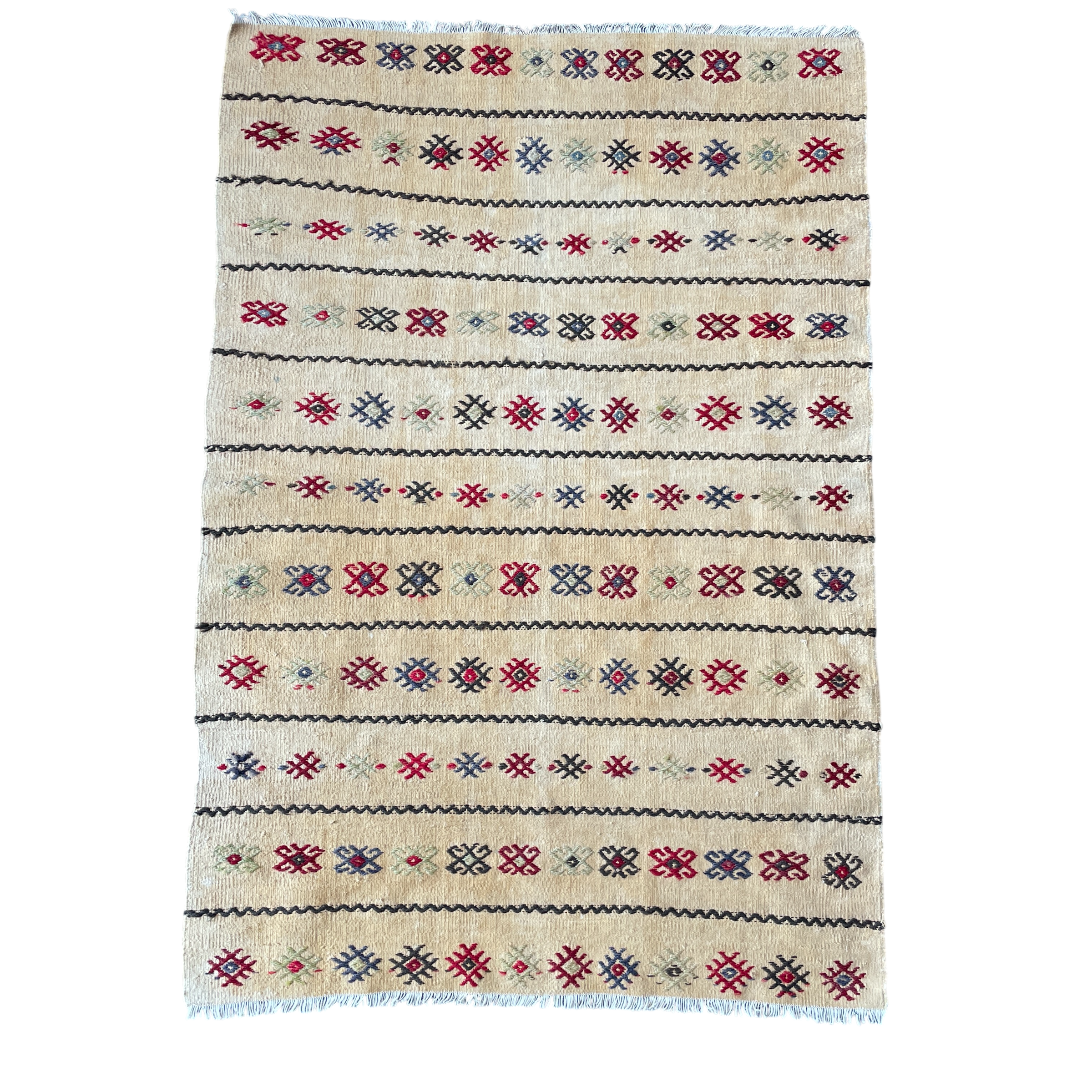 3'1"x4'5" Handmade Wool Kilim – Cream Tribal Geometric Accent Rug