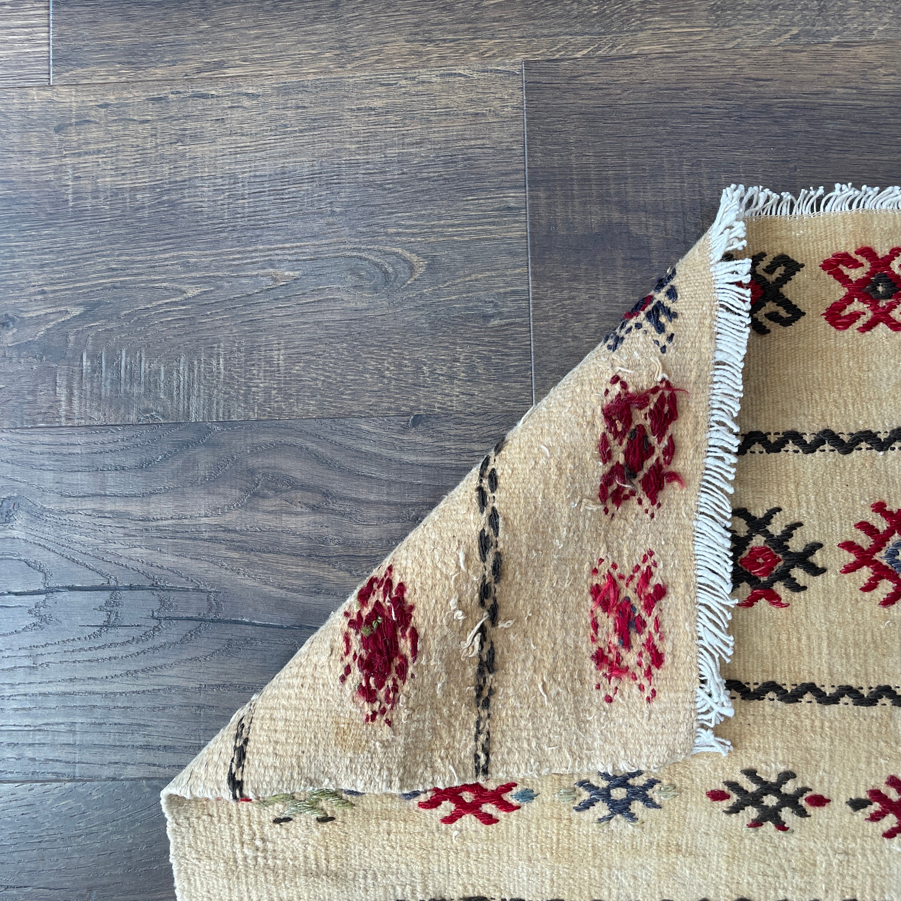 3'1"x4'5" Handmade Wool Kilim – Cream Tribal Geometric Accent Rug