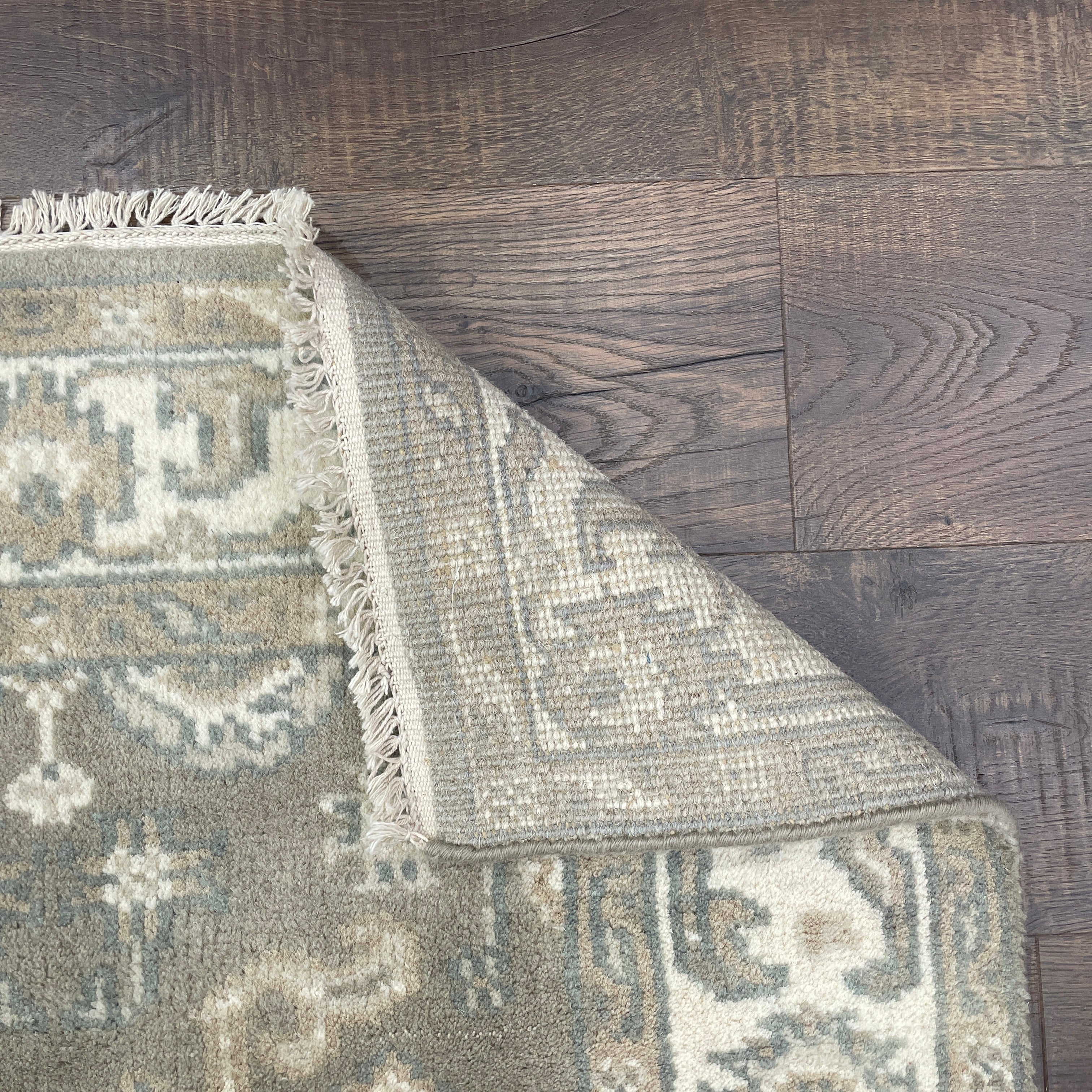 3x5 Neutral Gray Oushak Rug | Hand Knotted Wool Accent Rug (3' x 5'2")