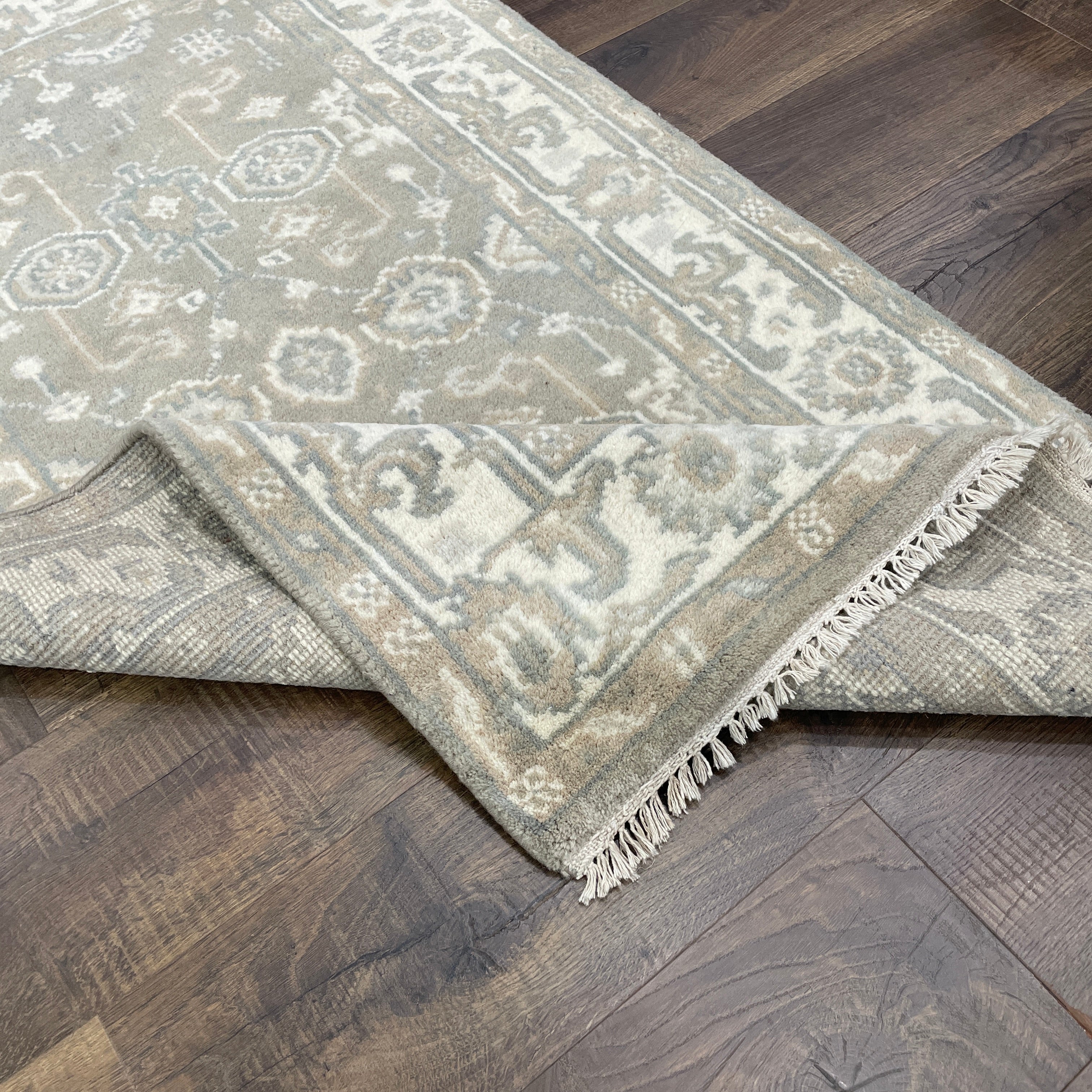 3x5 Neutral Gray Oushak Rug | Hand Knotted Wool Accent Rug (3' x 5'2")