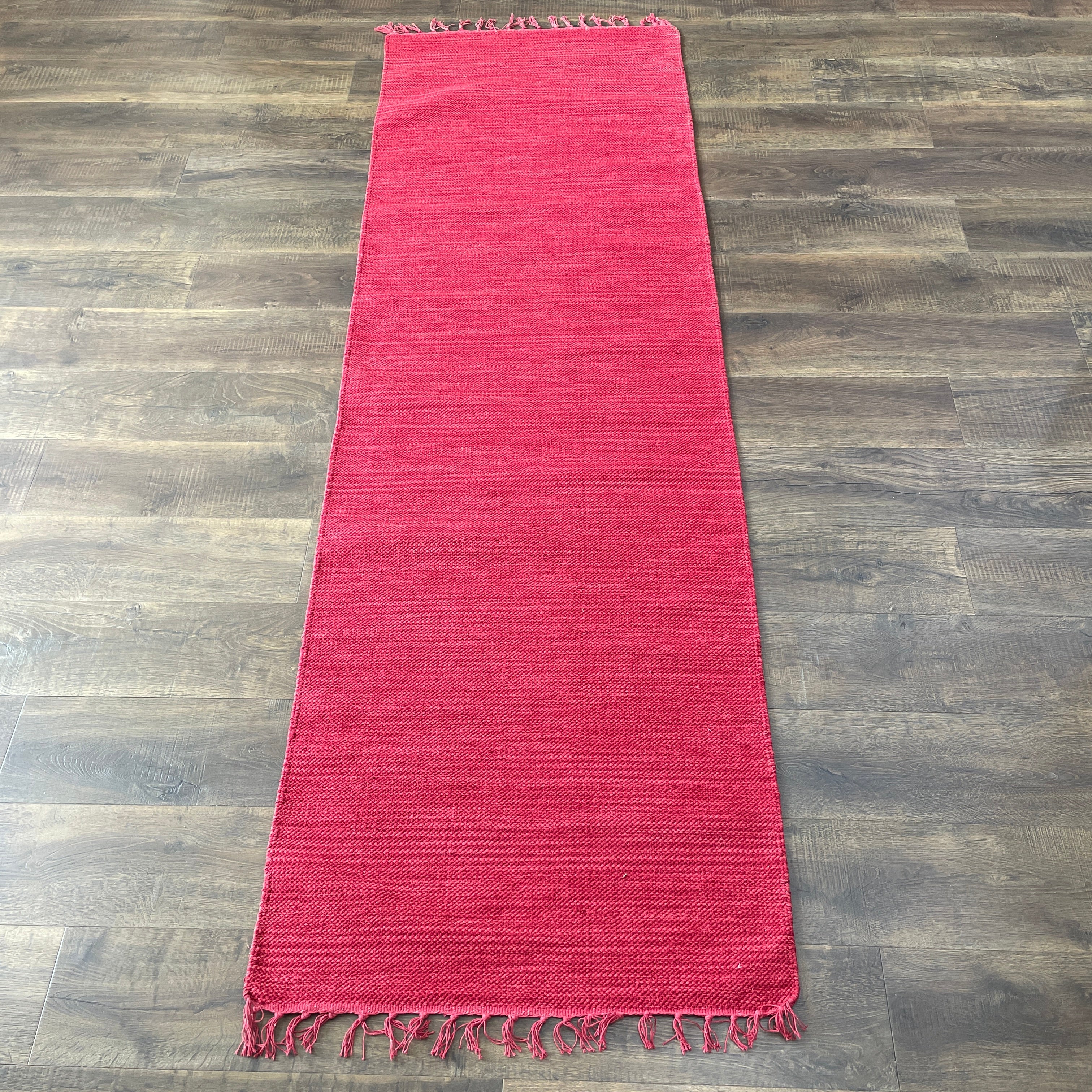 Solid Bright Cotton Kilim Runner | 2'7" x 8'8" Flatweave Hallway Rug