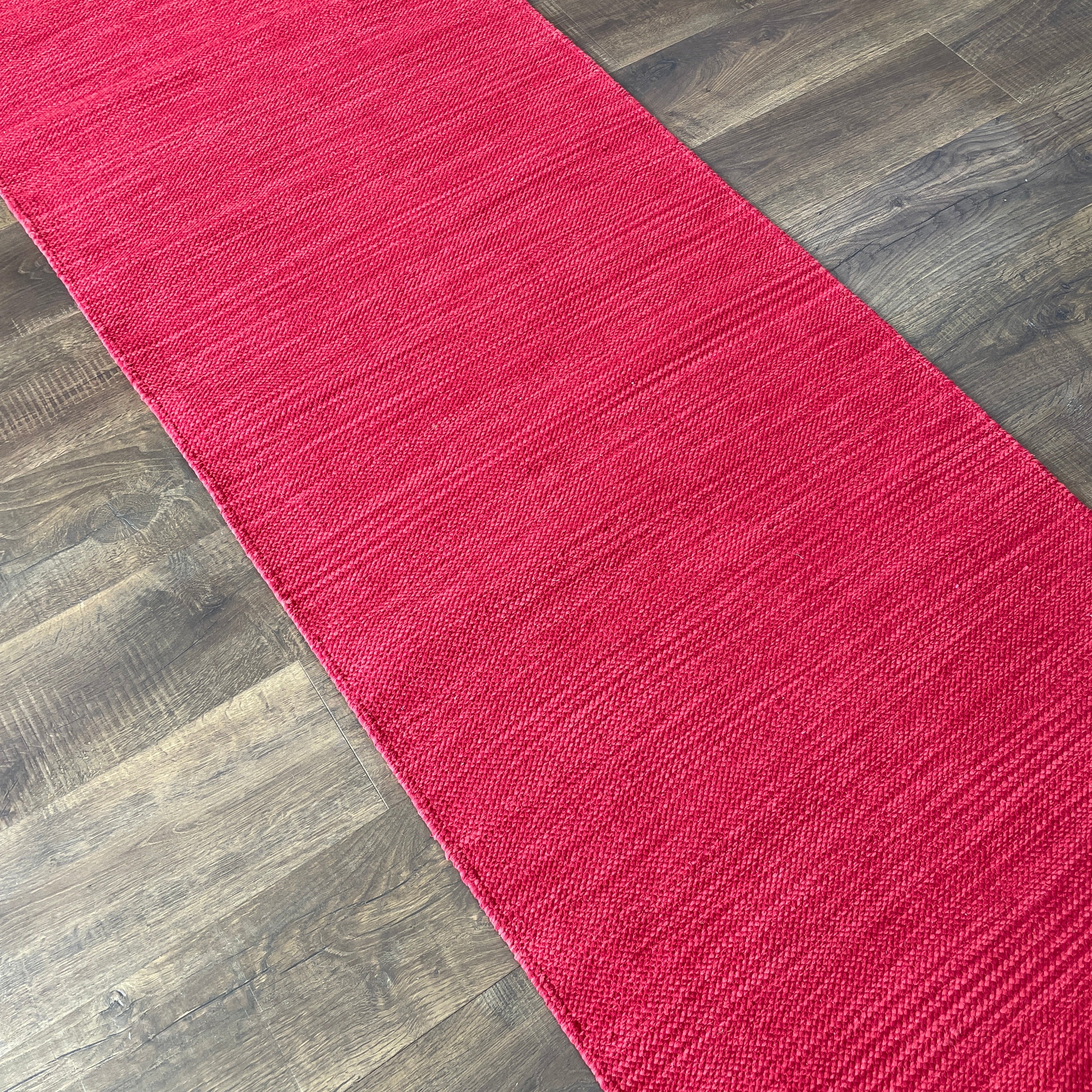 Solid Bright Cotton Kilim Runner | 2'7" x 8'8" Flatweave Hallway Rug