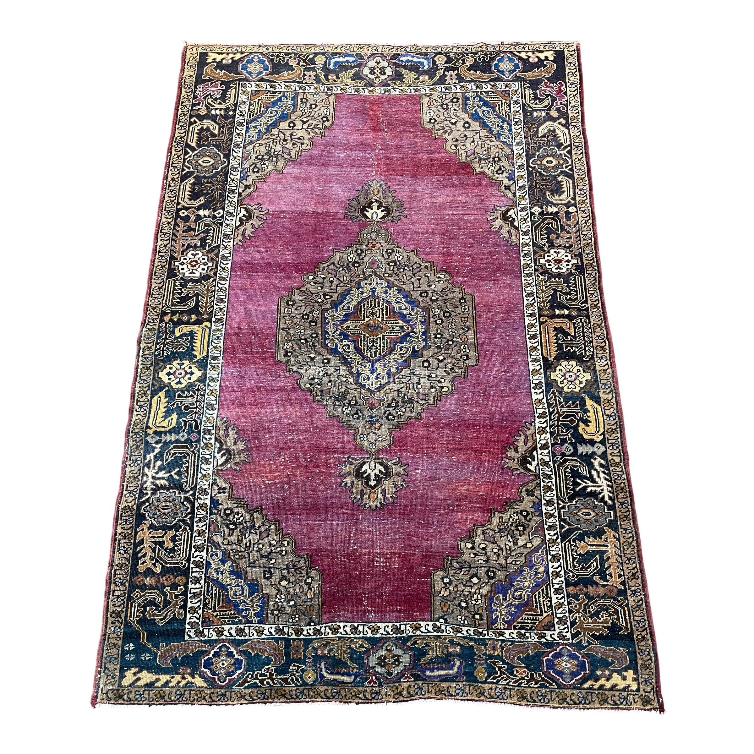 Vintage Style Medallion Handmade Wool Rug 4'6"x6'10"