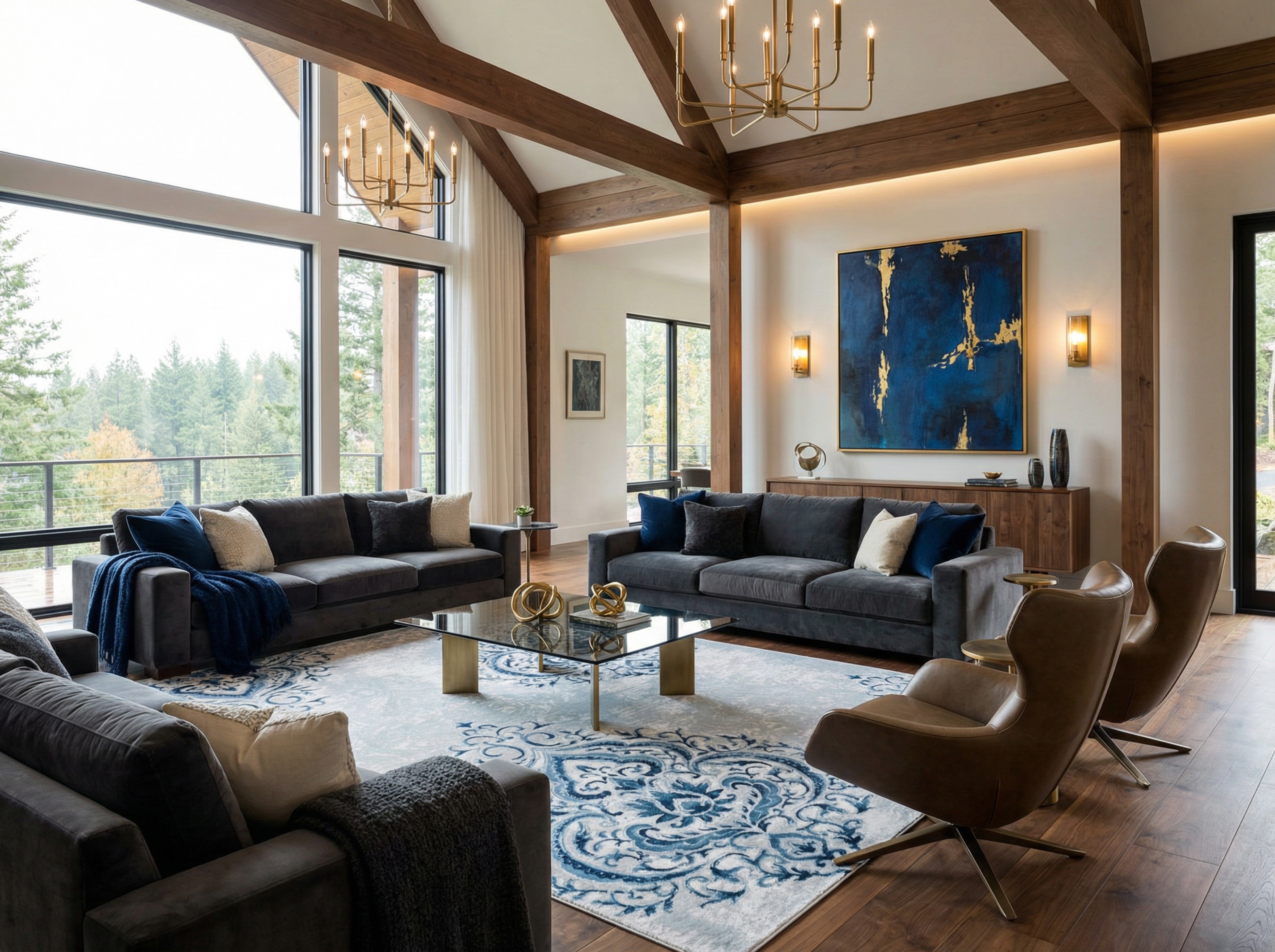 Damask Tonal Blue Rug