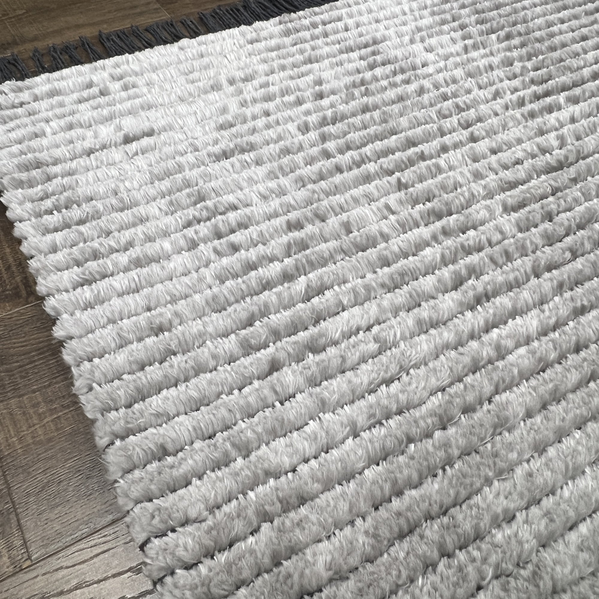 Mystique Ultra-Soft Plush Silver Gray Striped Rug with 1-Inch Pile