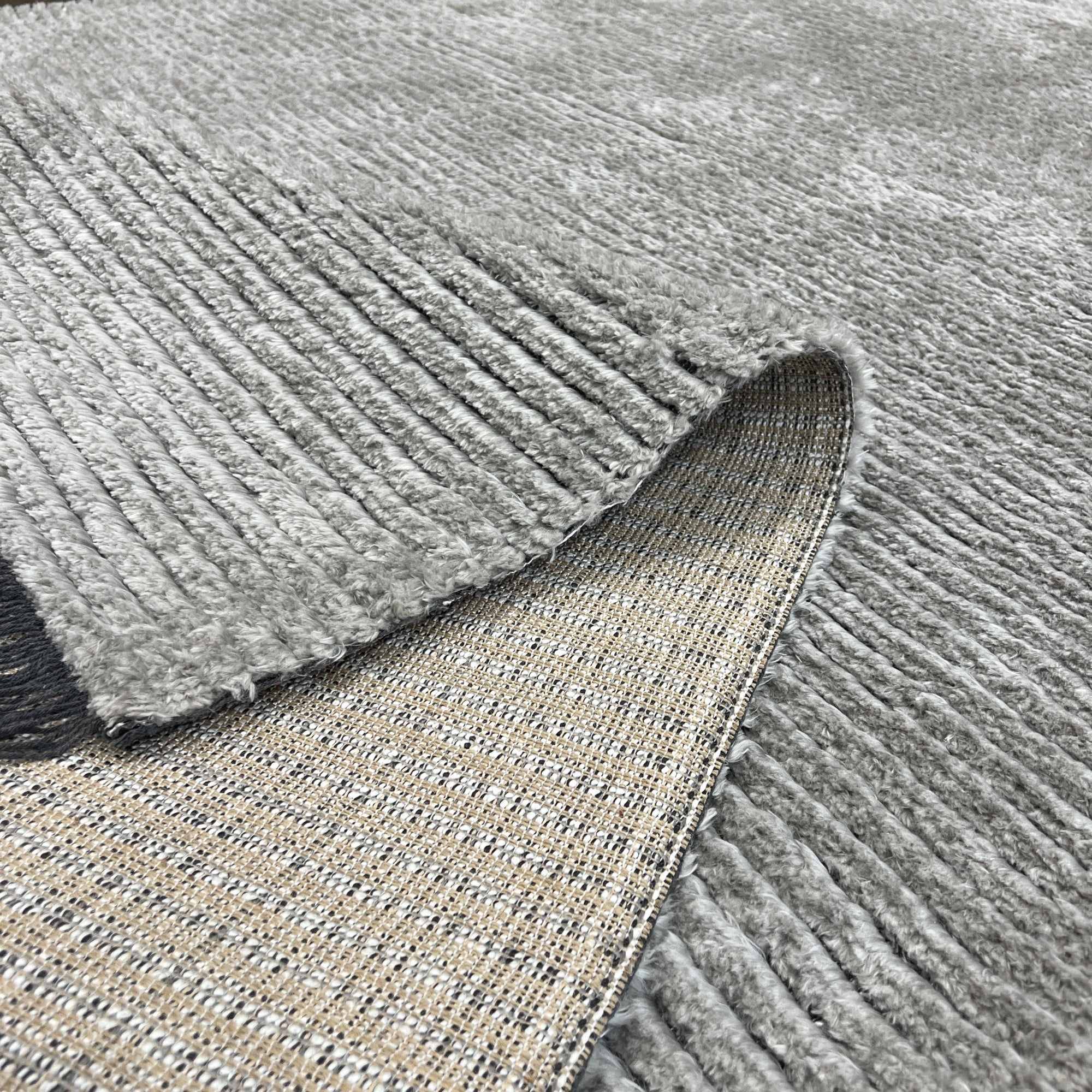 Mystique Ultra-Soft Plush Silver Gray Striped Rug with 1-Inch Pile