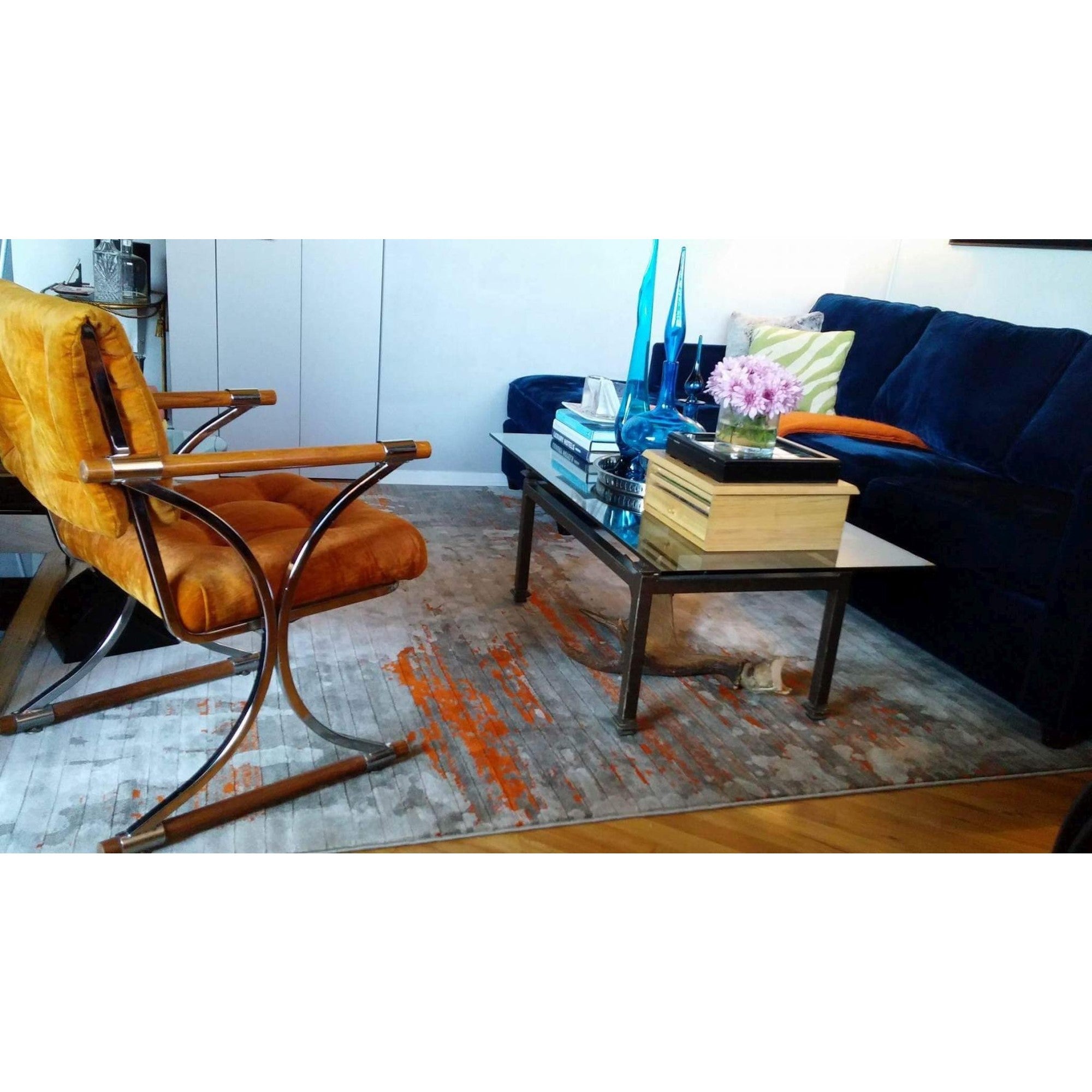 Pacific Orange Gray Abstract Rug