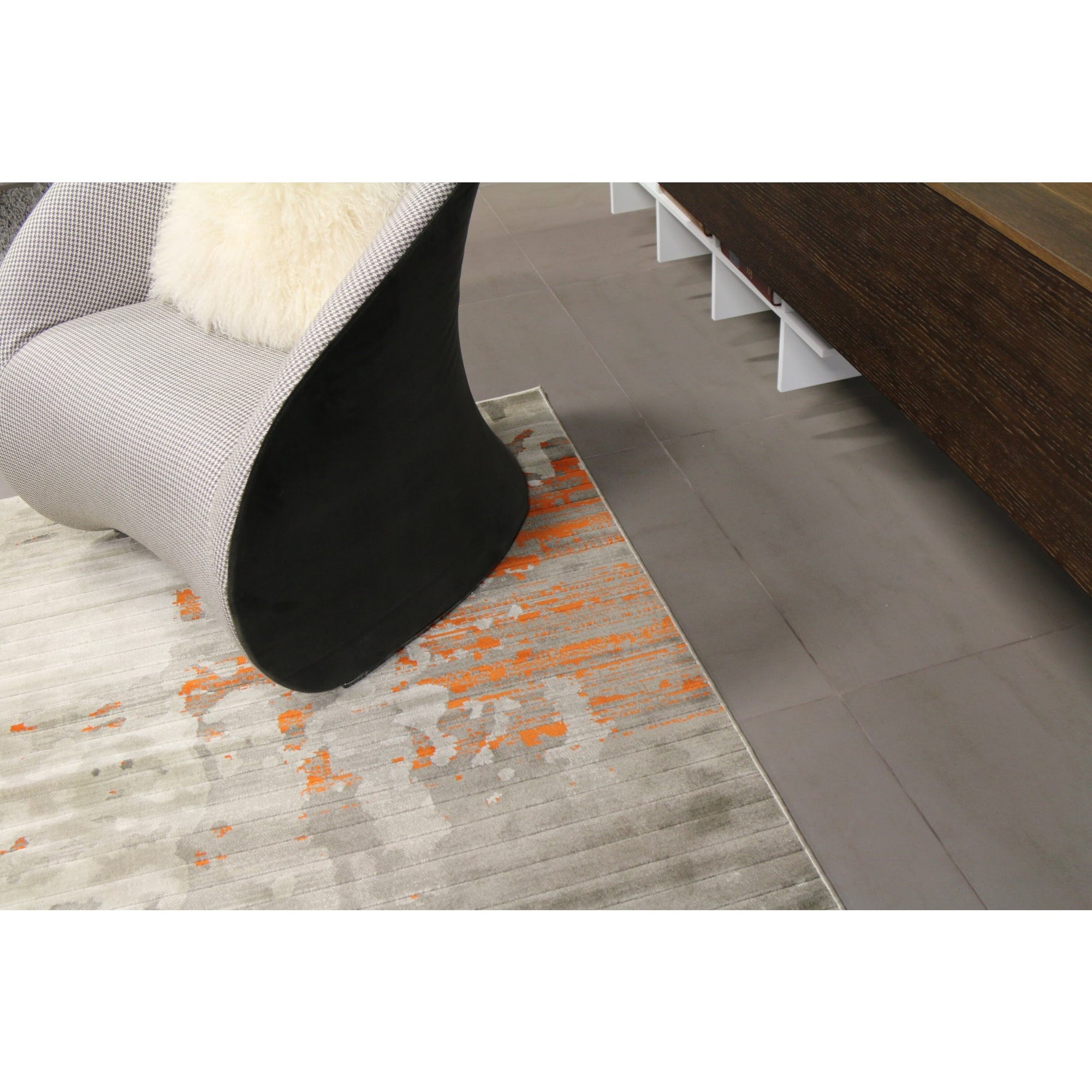 Pacific Orange Gray Abstract Rug