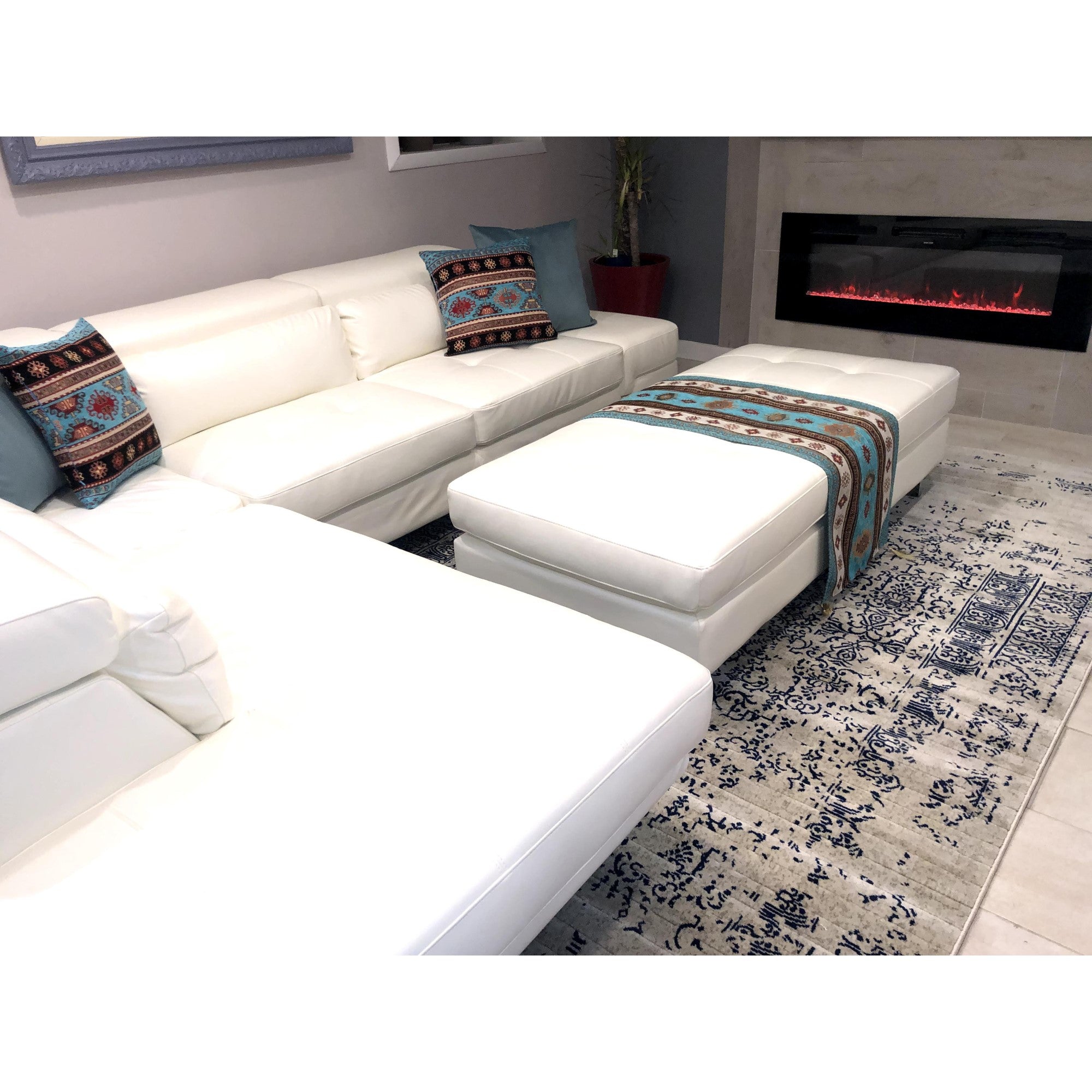 Pacific Turkish Distressed Rug with Light Gray and Blue