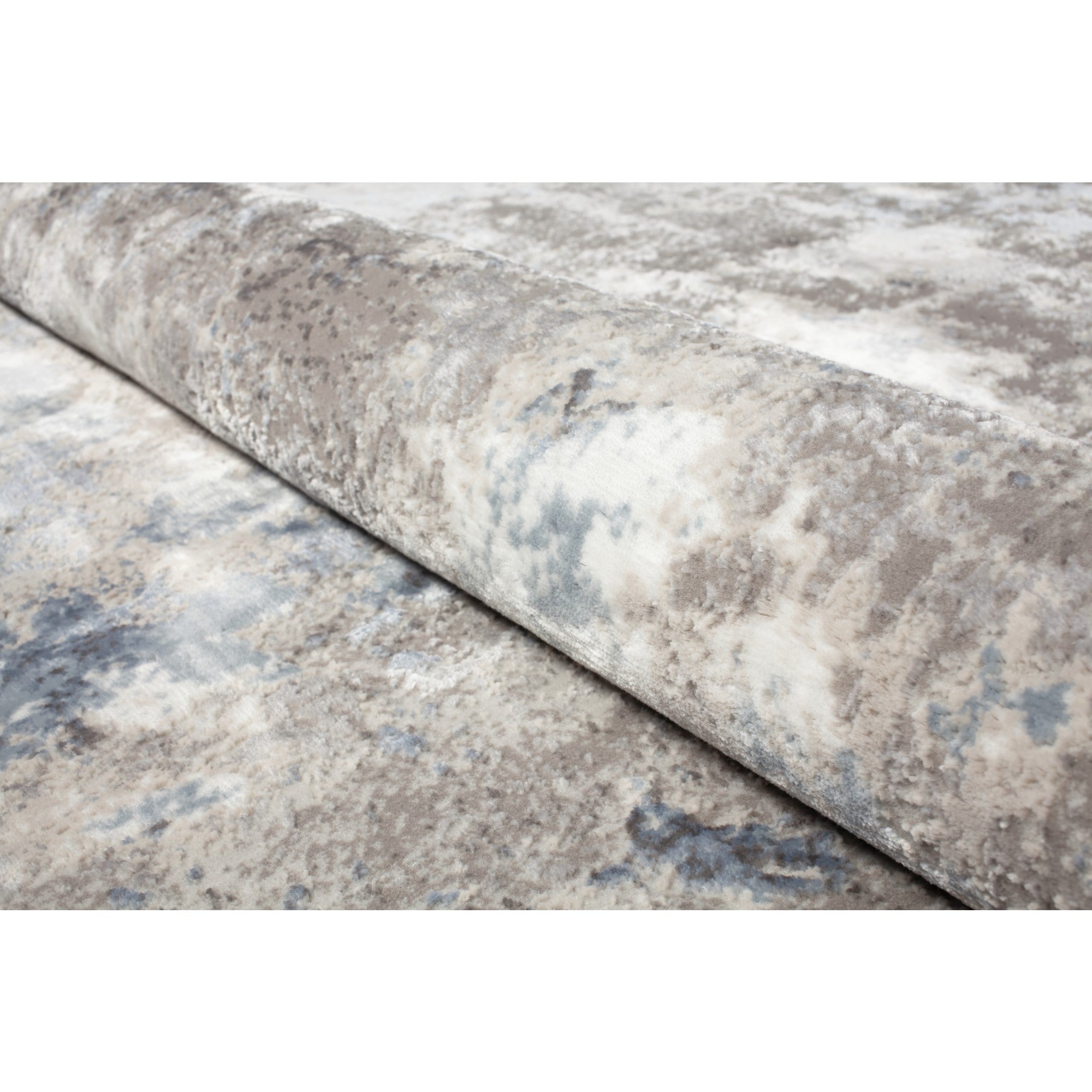 Pastel Modern Abstract Area Rug with Soft Gray & Baby Blue