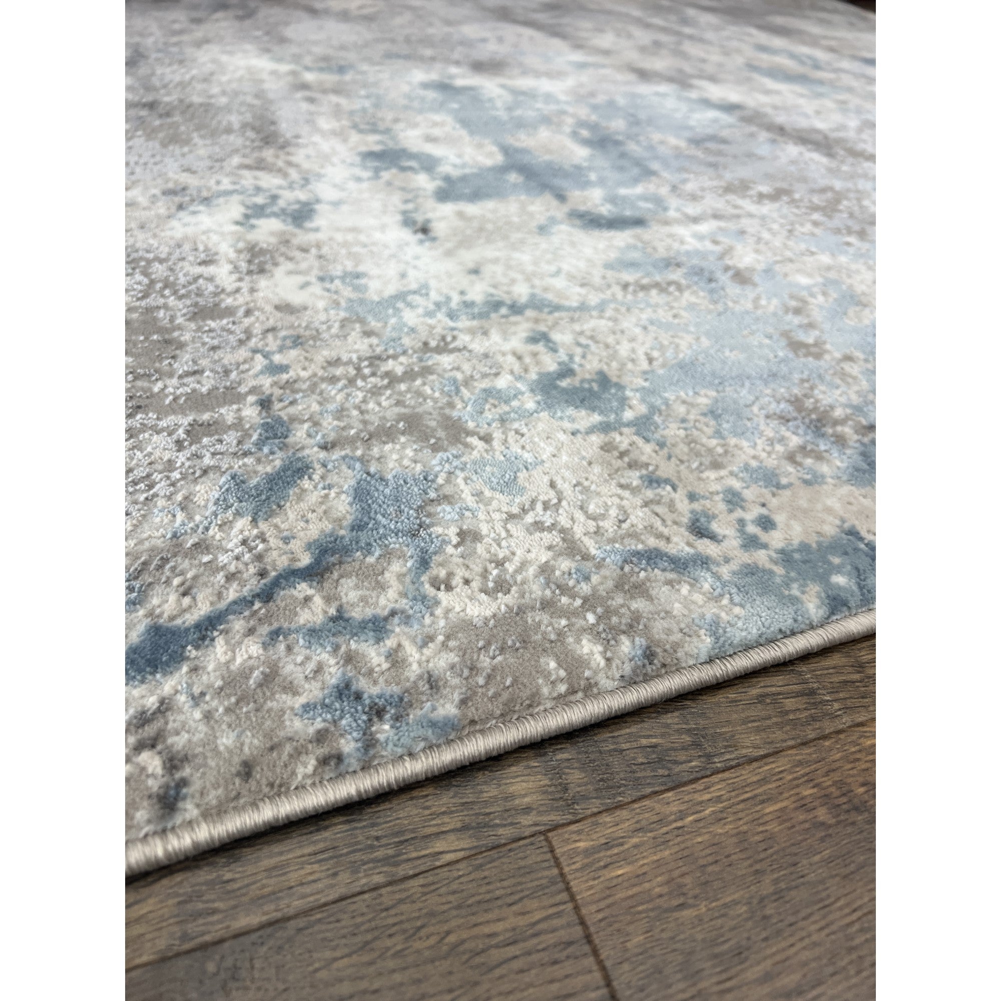 Pastel Modern Abstract Area Rug with Soft Gray & Baby Blue