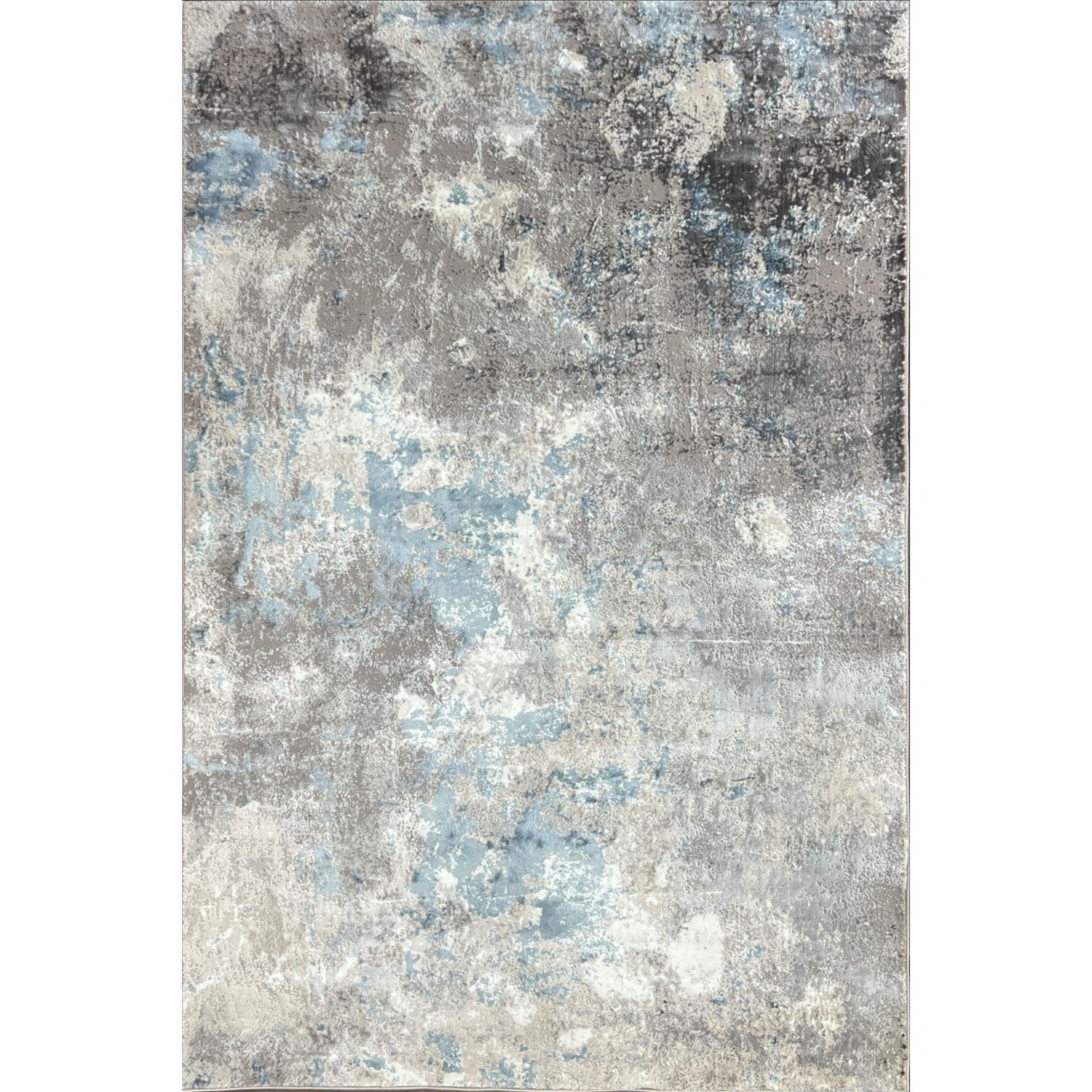 Pastel Modern Abstract Area Rug with Soft Gray & Baby Blue