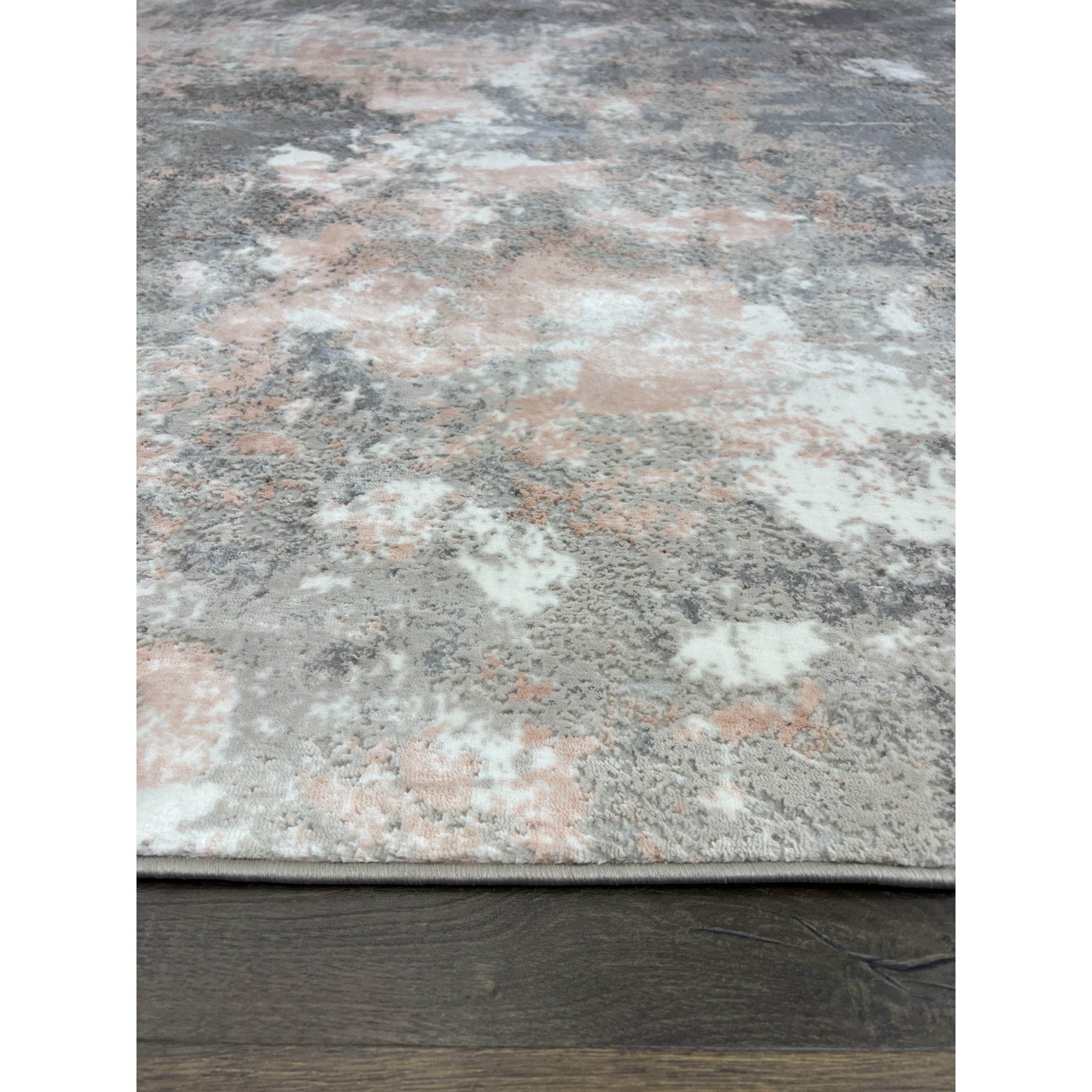 Pastel Modern Abstract Area Rug with Soft Peach & Pink