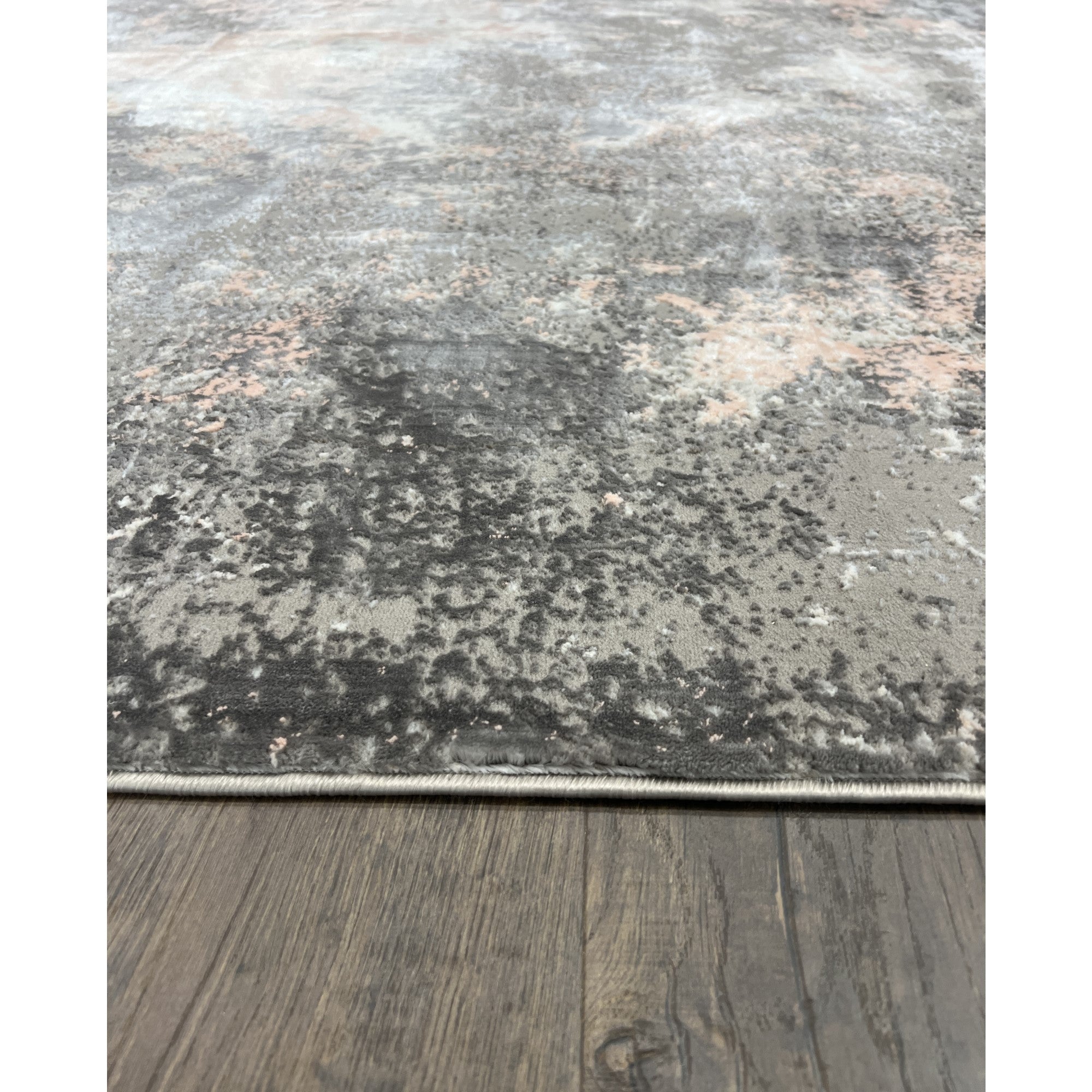 Pastel Modern Abstract Area Rug with Soft Peach & Pink