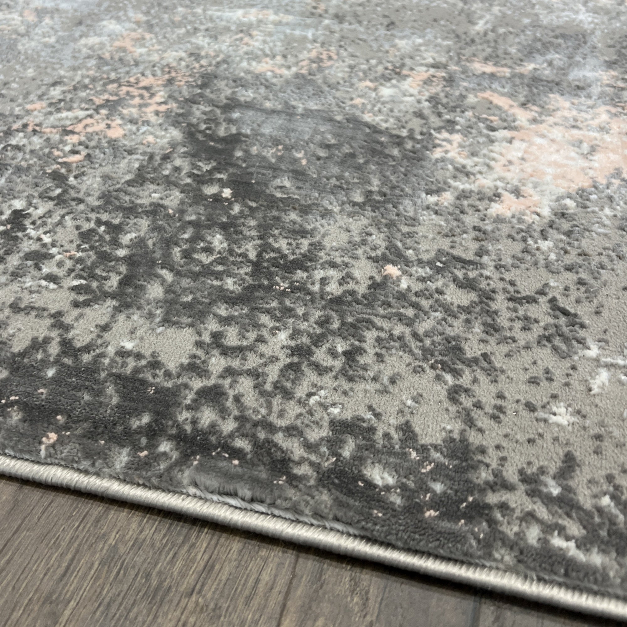Pastel Modern Abstract Area Rug with Soft Peach & Pink