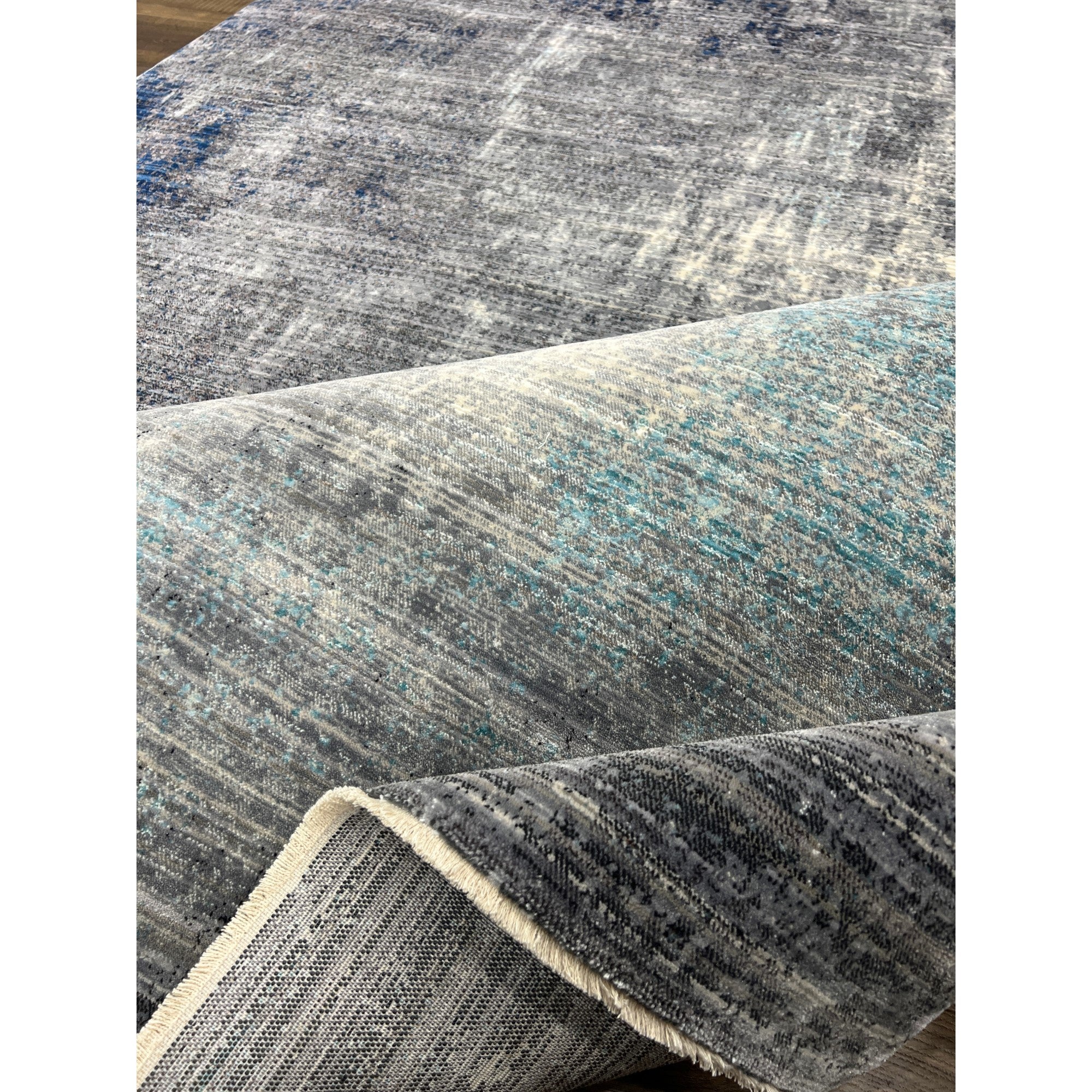 Picasso Blue Grunge Abstract Rug