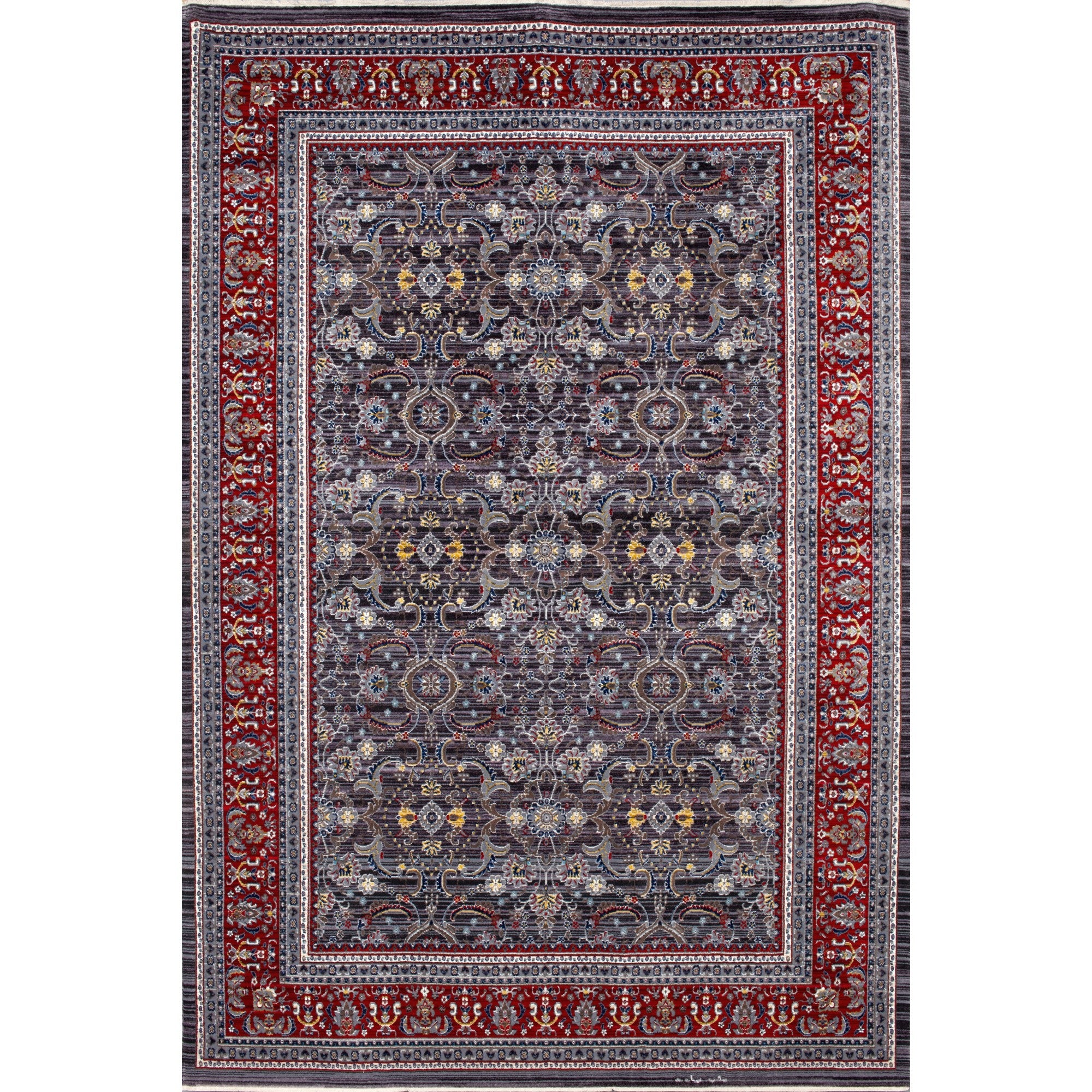 Picasso Gray Izmir Rug with Red Border