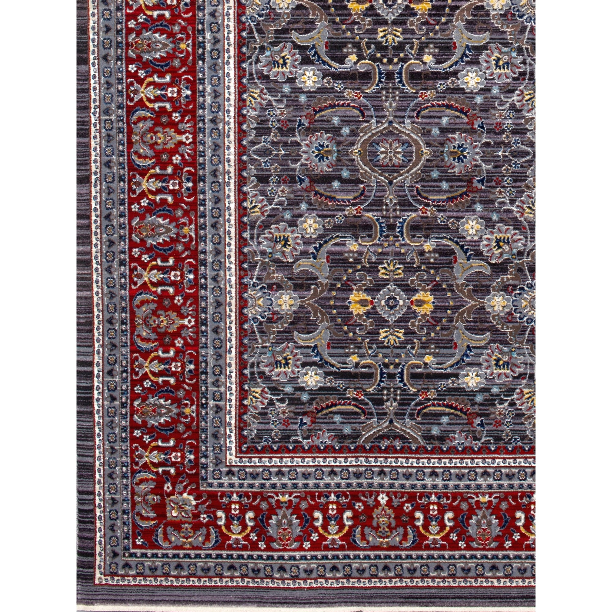 Picasso Gray Izmir Rug with Red Border