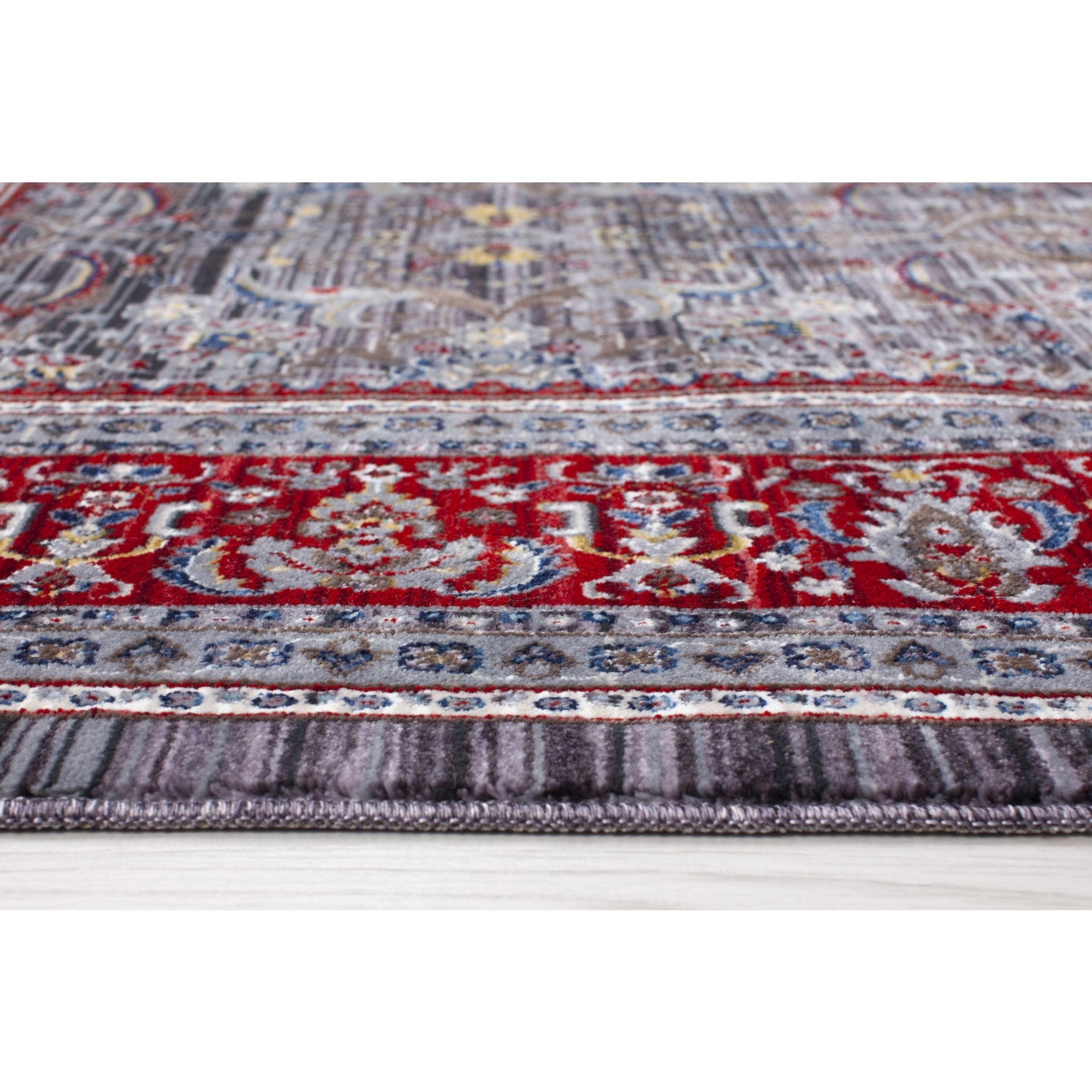 Picasso Gray Izmir Rug with Red Border