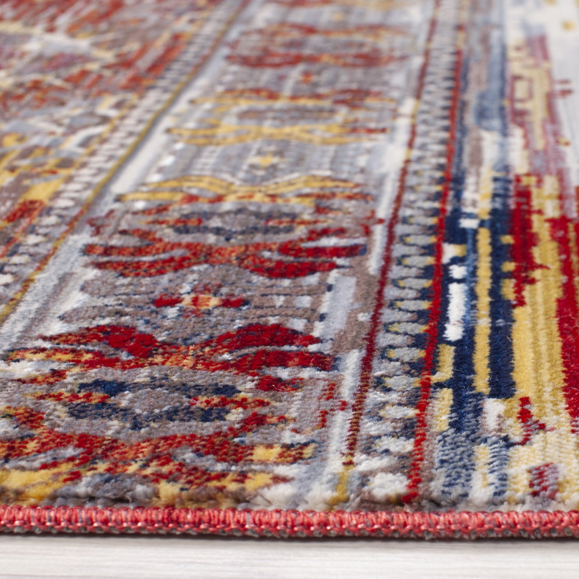 Picasso Red Bohemian Colorful Statement Rug