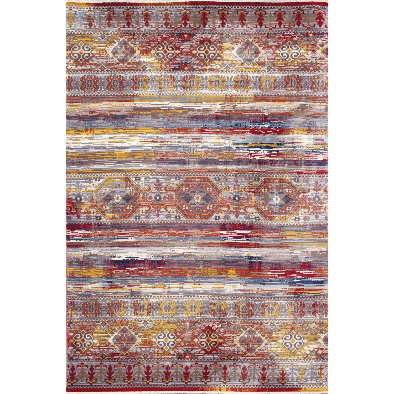 Picasso Red Bohemian Colorful Statement Rug