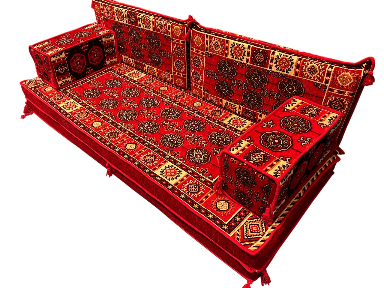 Red Loveseat Sofa Set, Bukhara Floor Seating Sectional Modular Couch Set