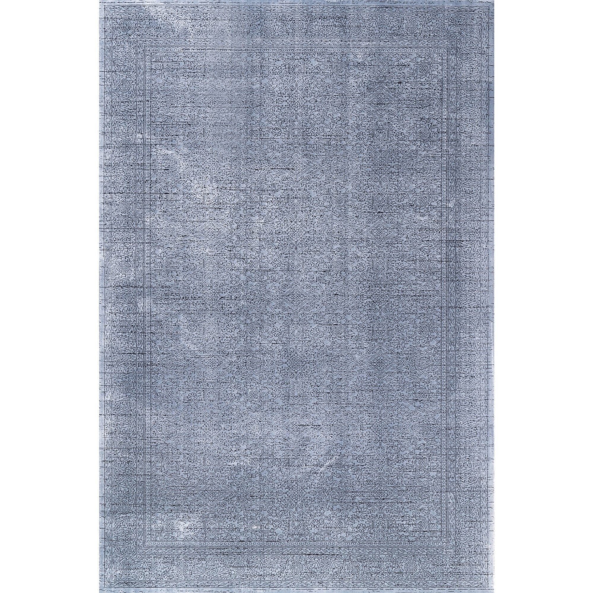 Smyrna Blue Dream Overdyed Look Vintage Rug with Intricate Patterns