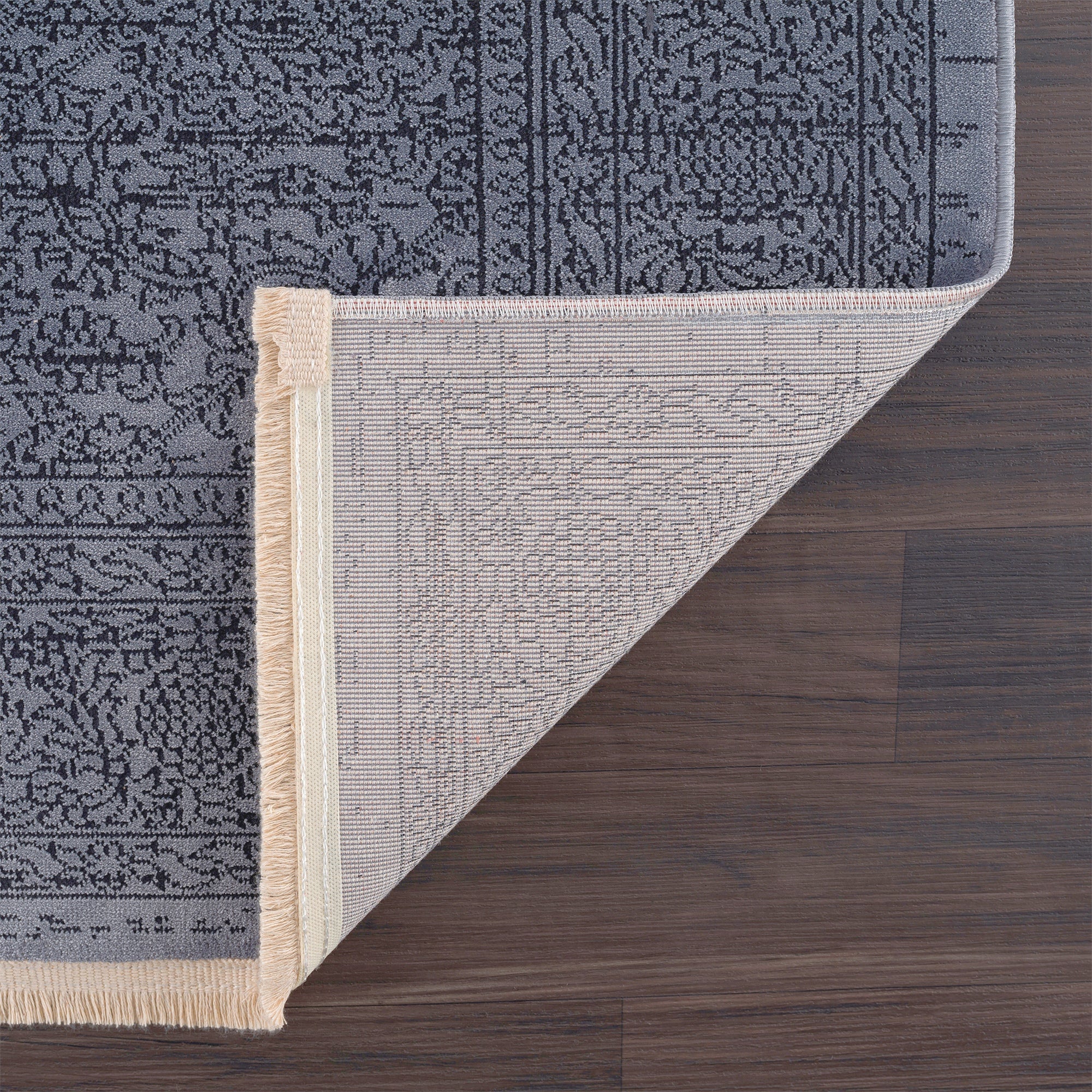 Smyrna Blue Dream Overdyed Look Vintage Rug with Intricate Patterns